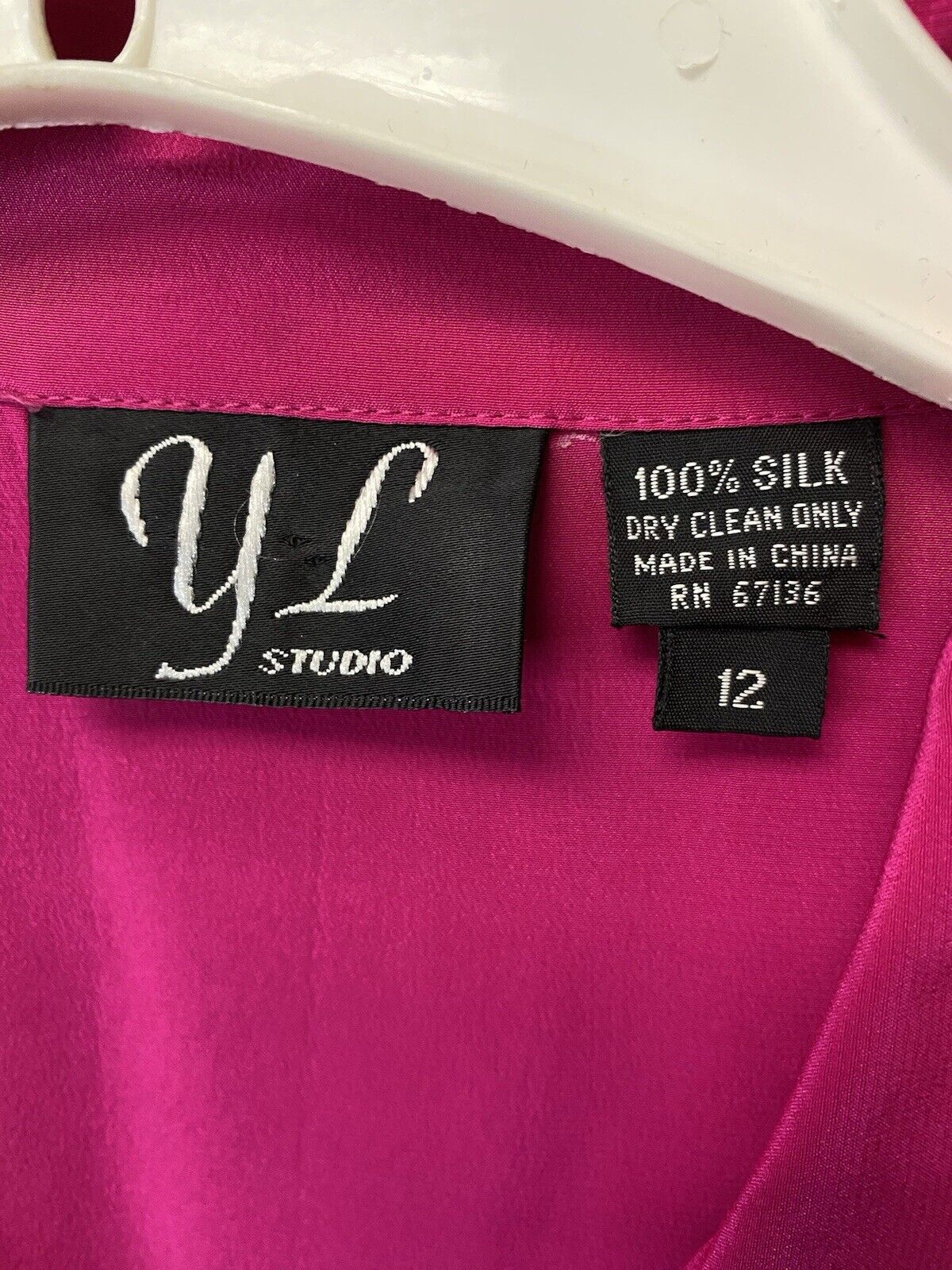 Vintage YL Studio 100% silk Pink Size 12 gold buttons With Cuffs
