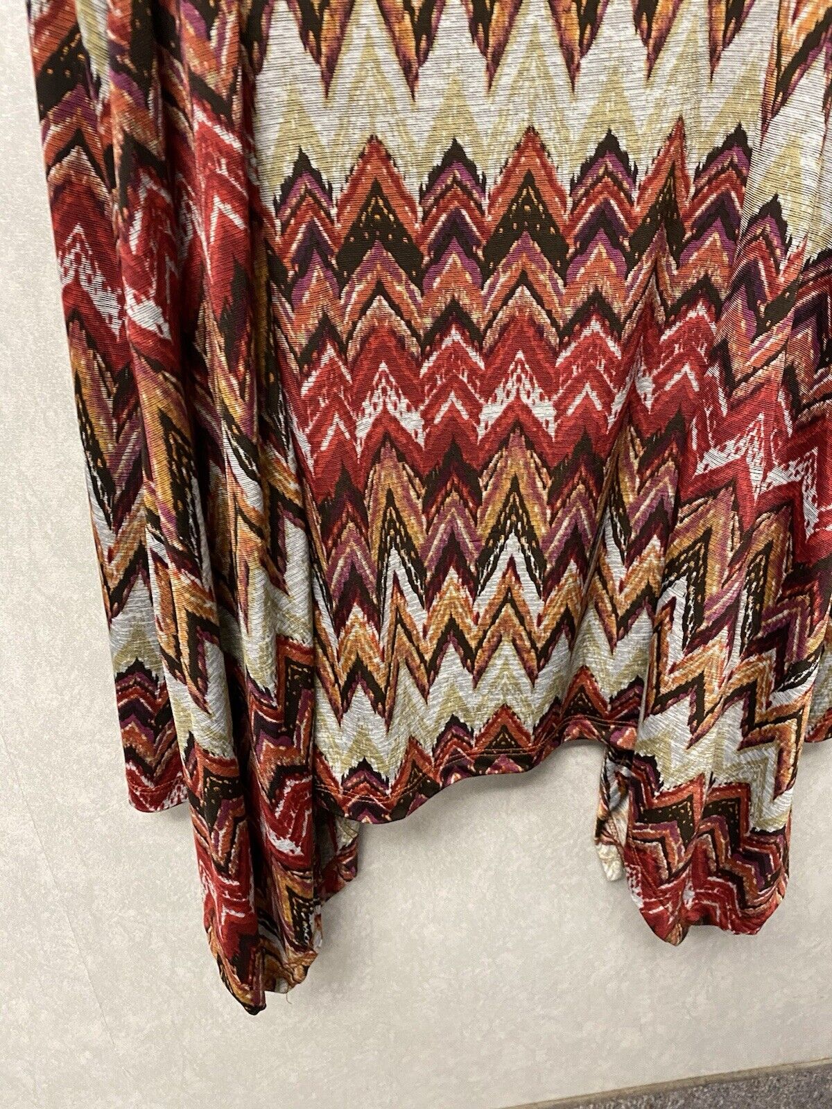 Corey P Dress Women's Handkerchief Hem Cowl Neck Chevron Stretch Size XS