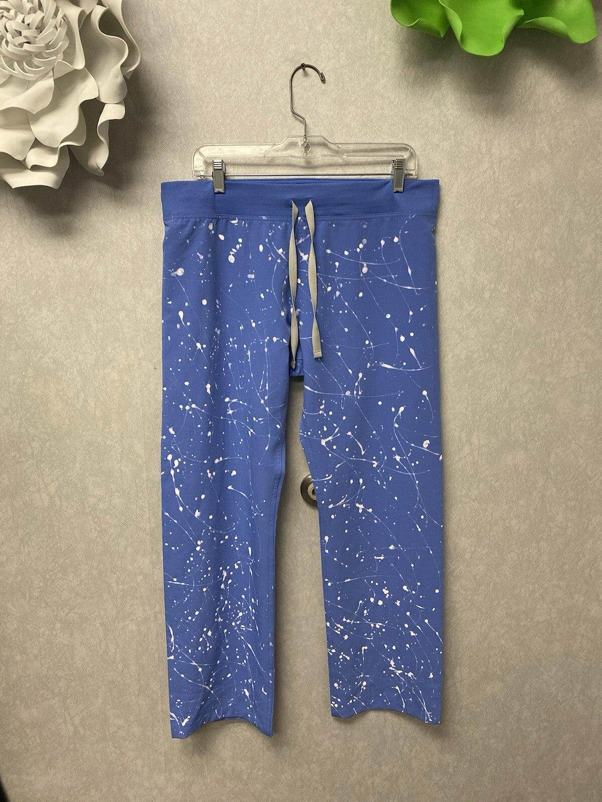 Revamped Figs Scrub Pants Blue/White Size Medium-Handpainted