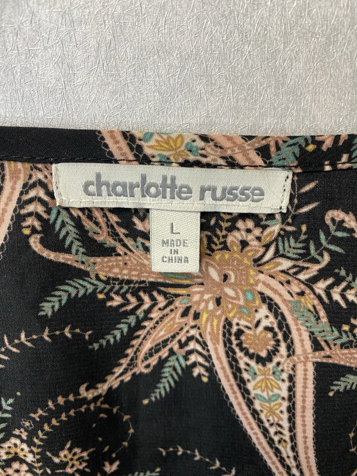 Charlotte Russe Women's Blue Multi Floral Boho Bell Sleeve Dress Size L