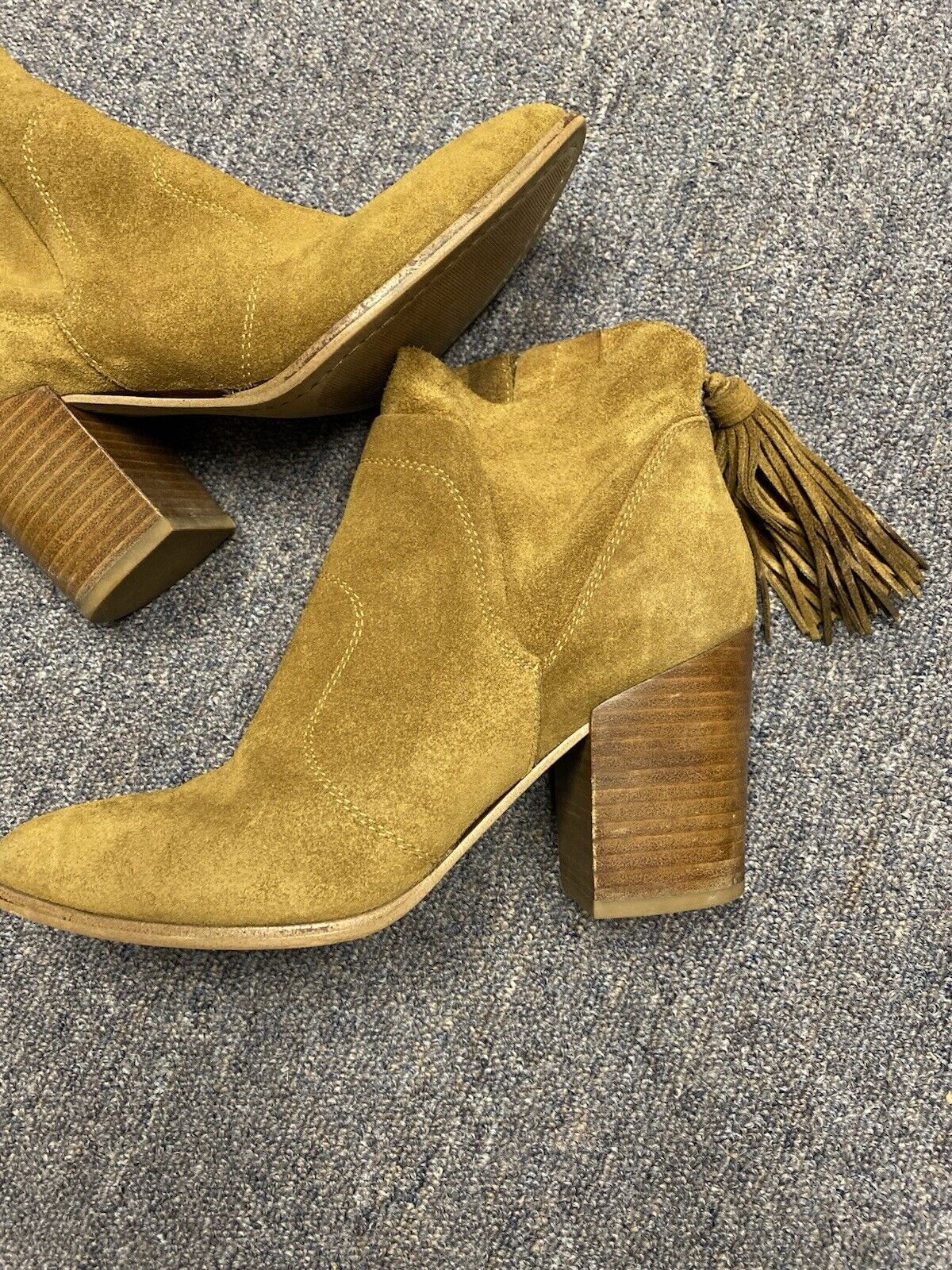 Marc Fisher Tan Suede Fringed Booties Size 8.5