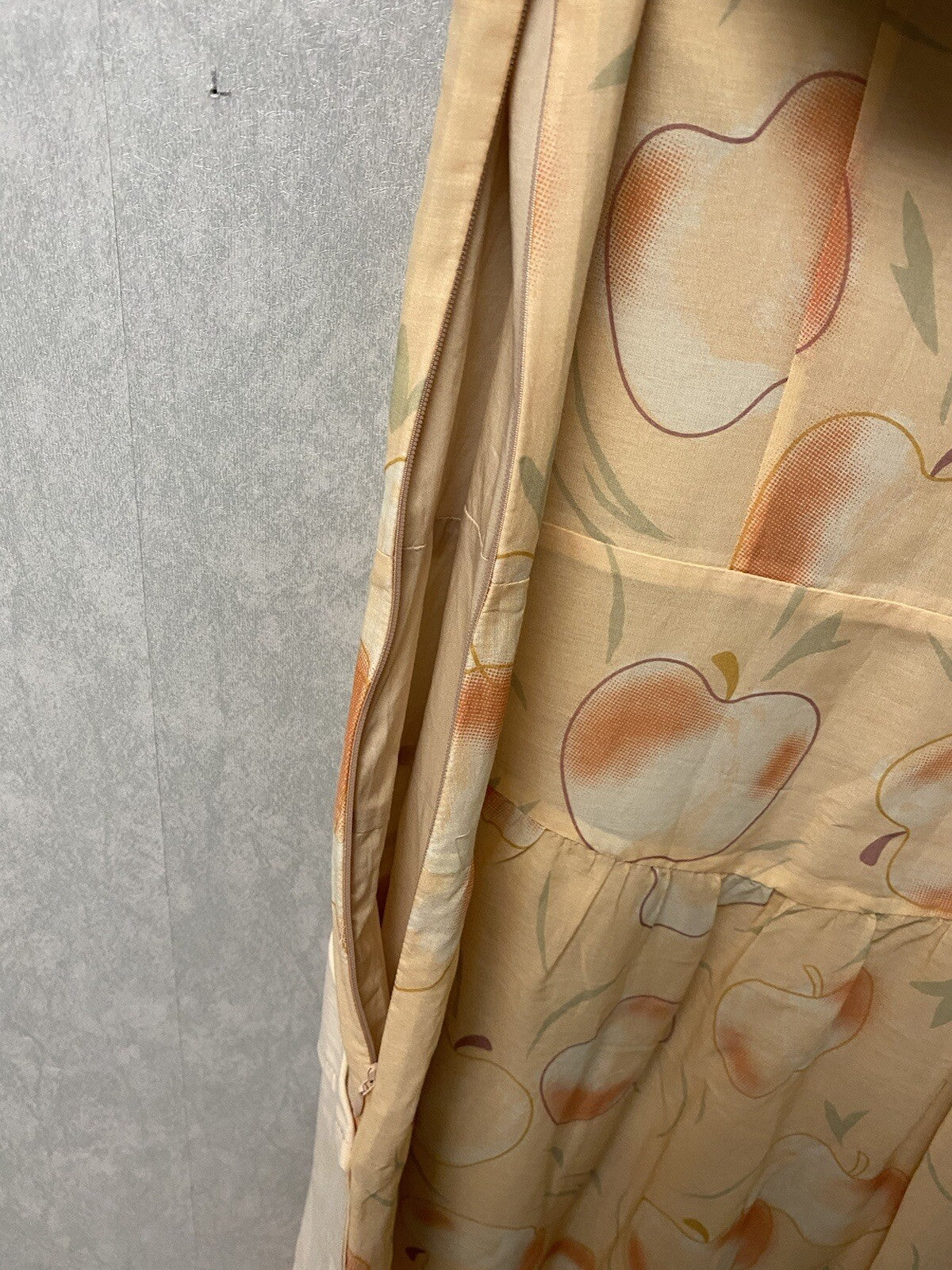 NWOT Coach Apple Print Long Dress With Snap Pockets Peach Size 2