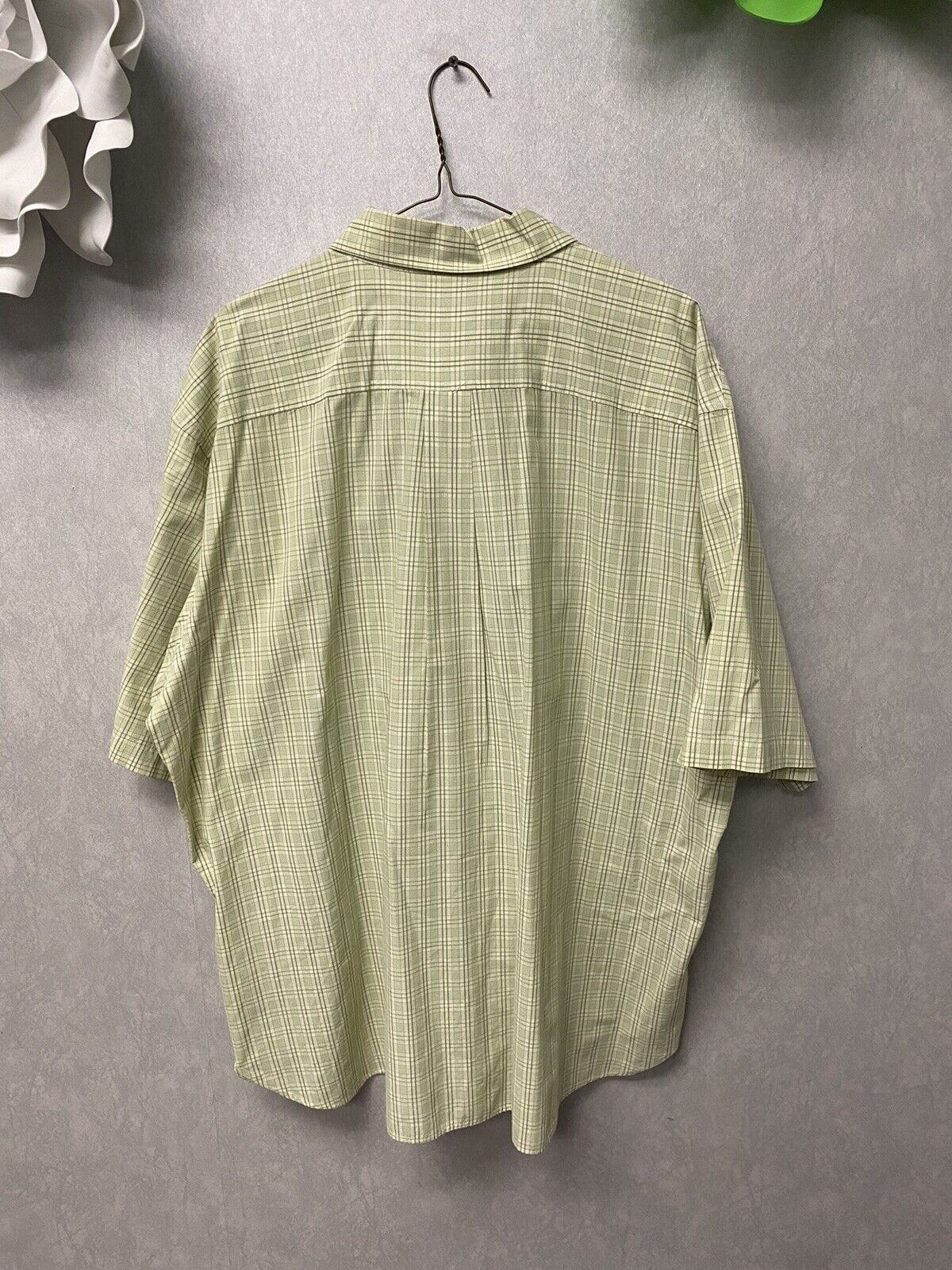 Arrow USA 1851 Men's Short Sleeve Green Plaid Button Down Shirt Size XXL