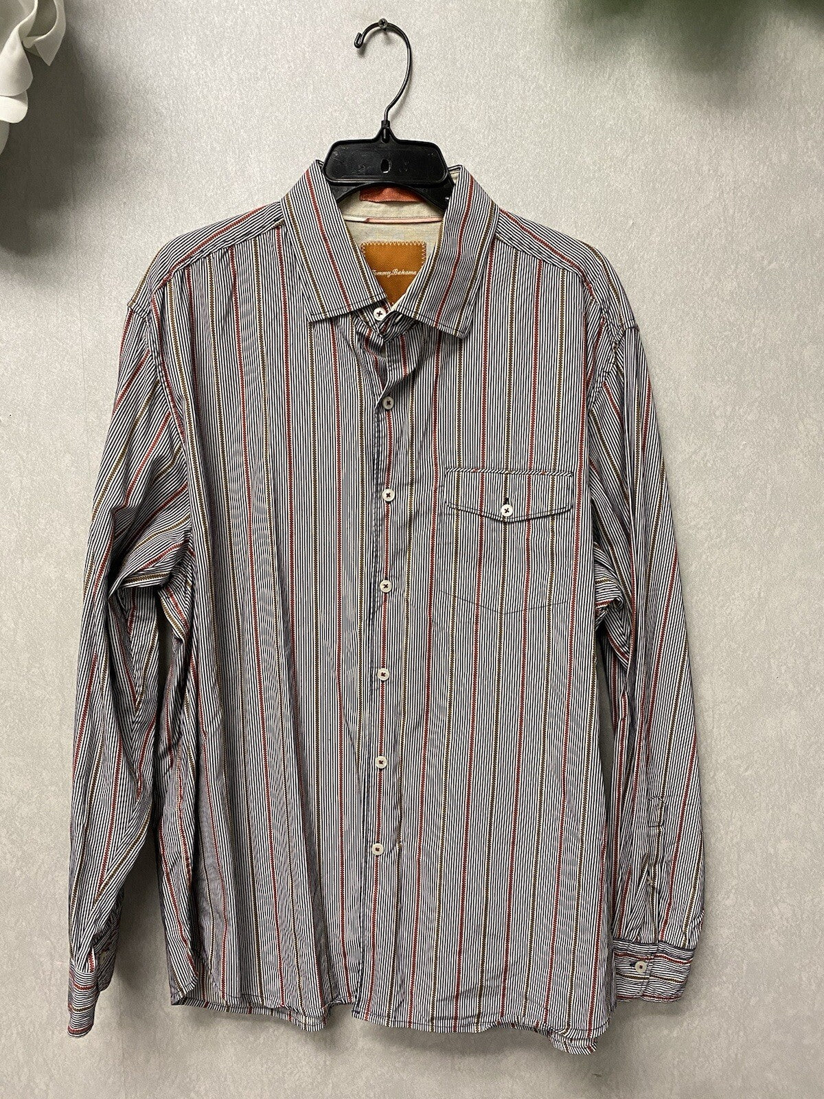 Tommy Bahama Red/Blue Men's Shirt Long Sleeve Striped Size XL