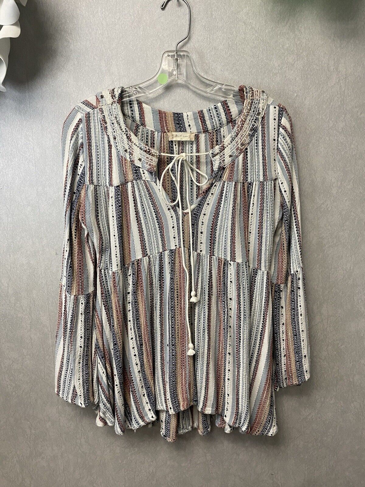 Altar'd State Hippie Boho Peplum Flare Bell Sleeve Top With Beads Size Small