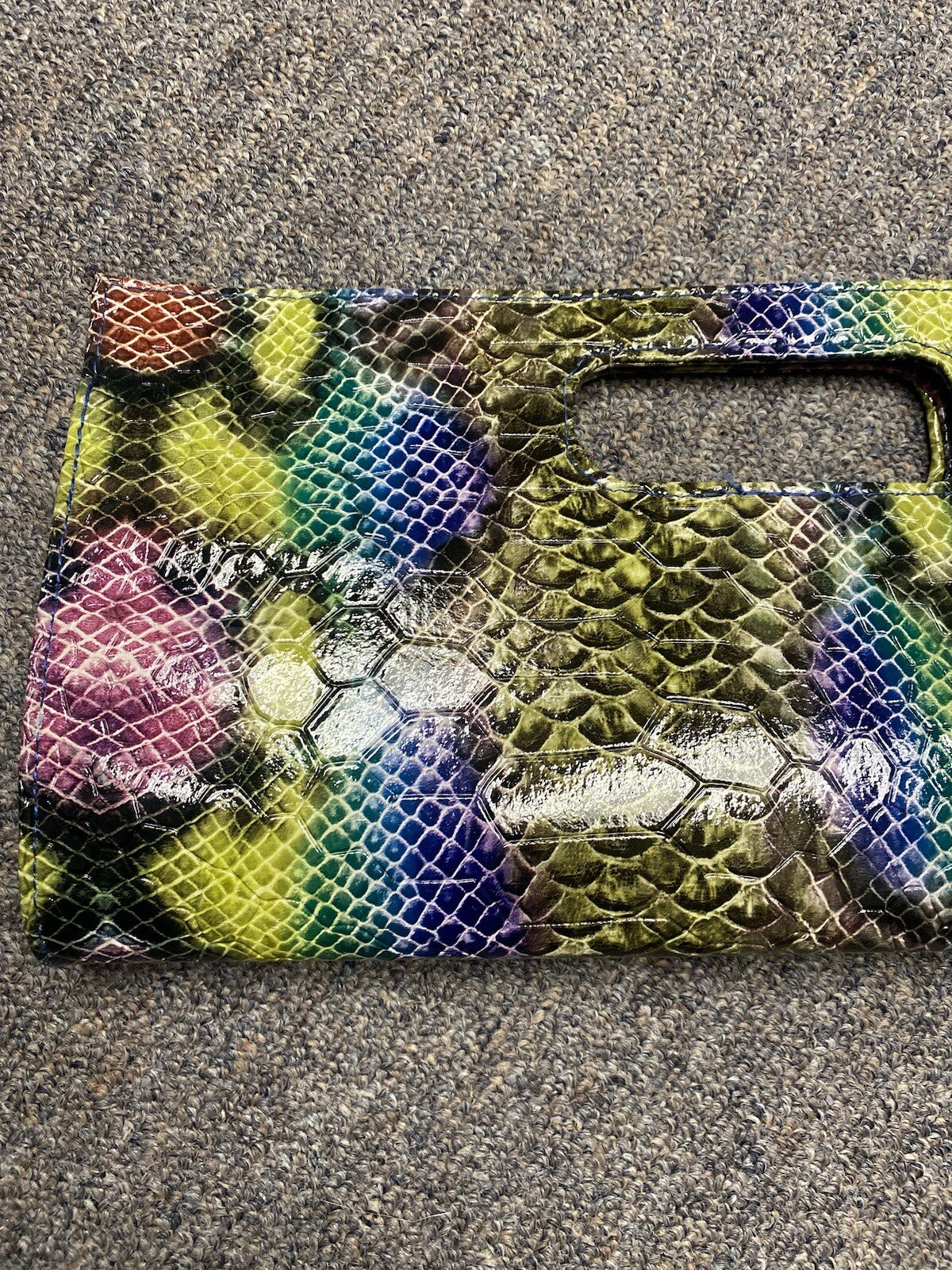 Vintage Giannini Faux Snakeskin Clutch Rainbow Colors