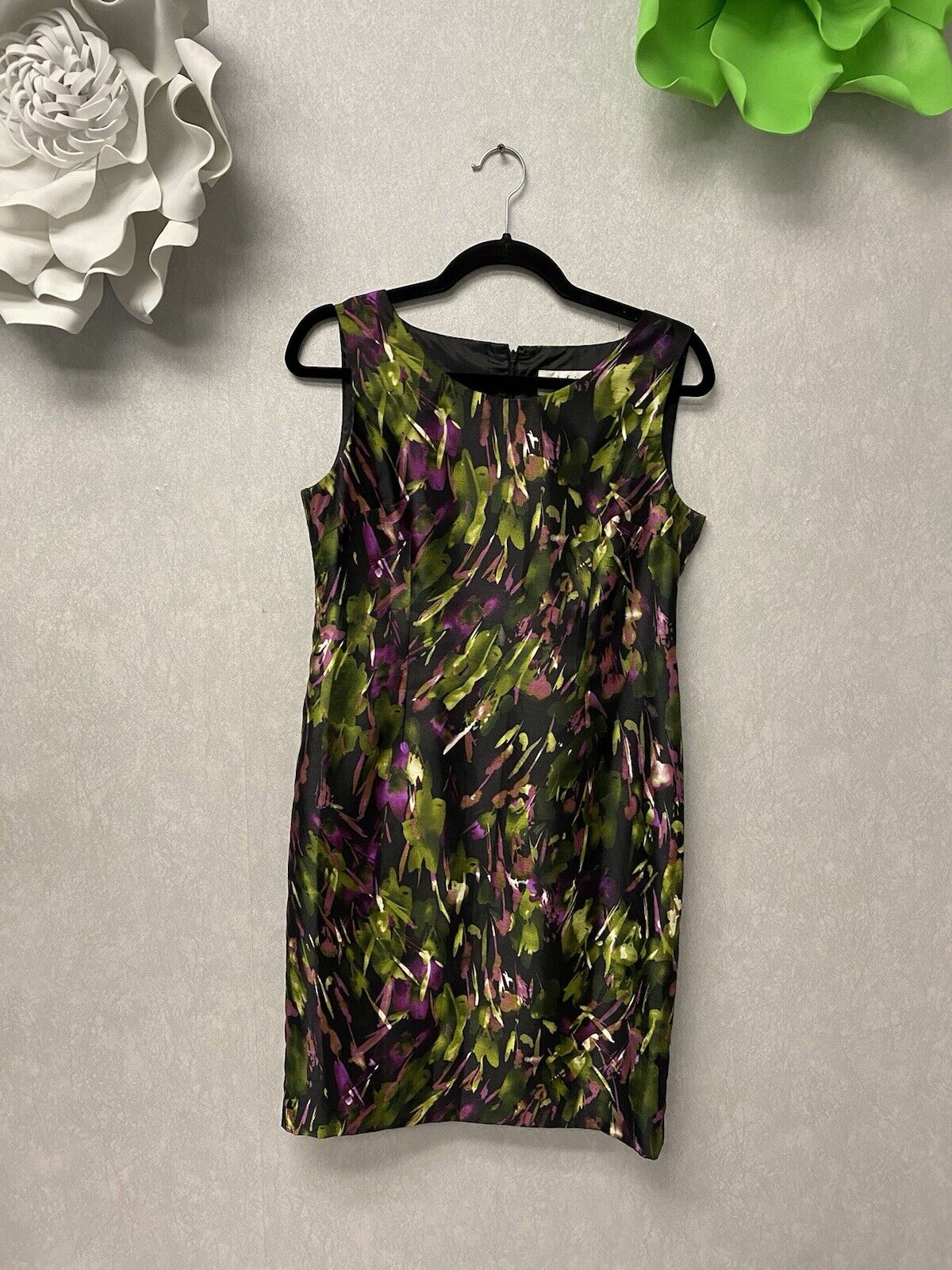Le Suit Women's Black, Purple, & Green Sleeveless Dress Size 6P