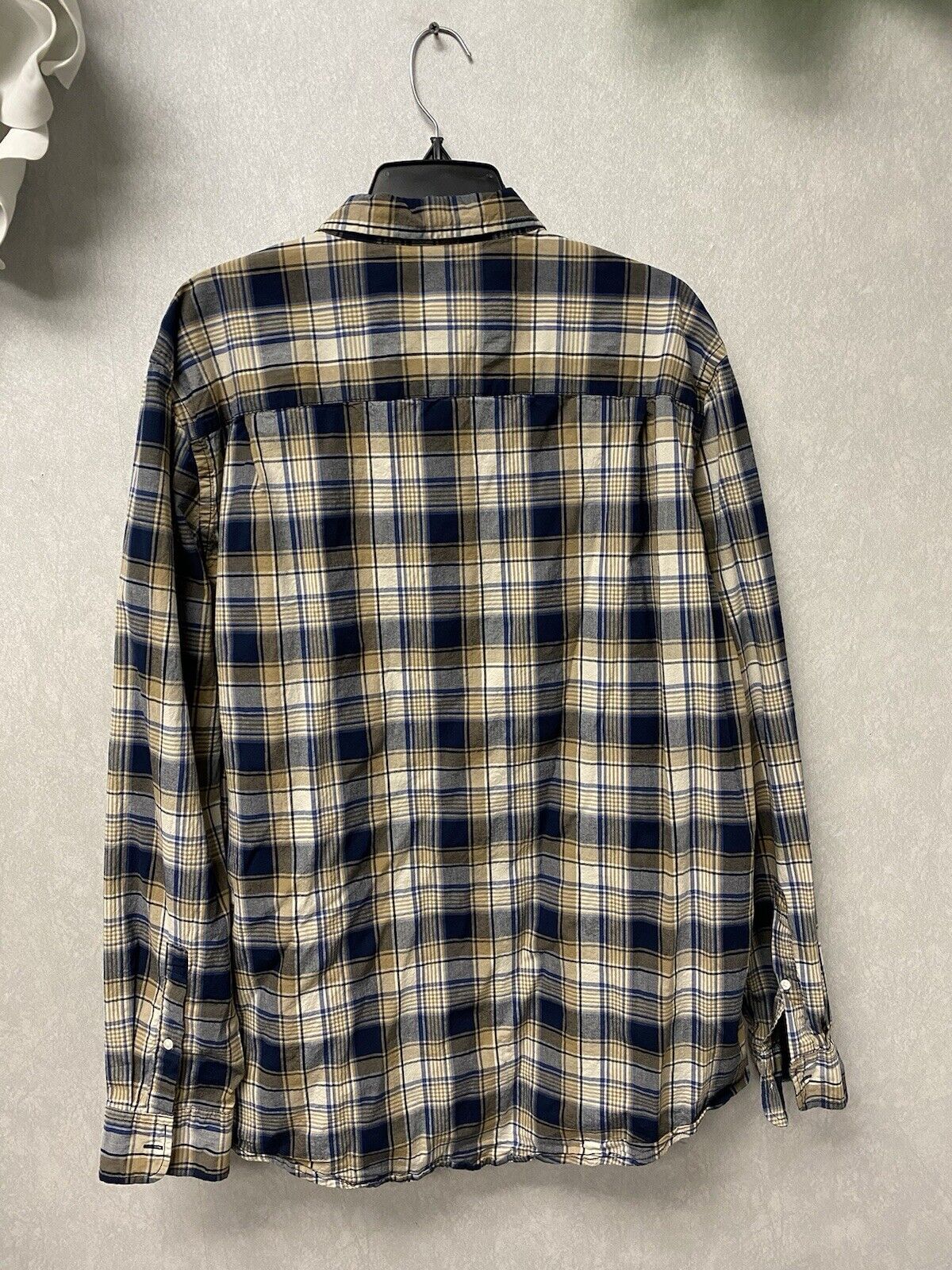 St John's Bay Blue/ Beige Plaid Shirt button down long sleeves Size XLT