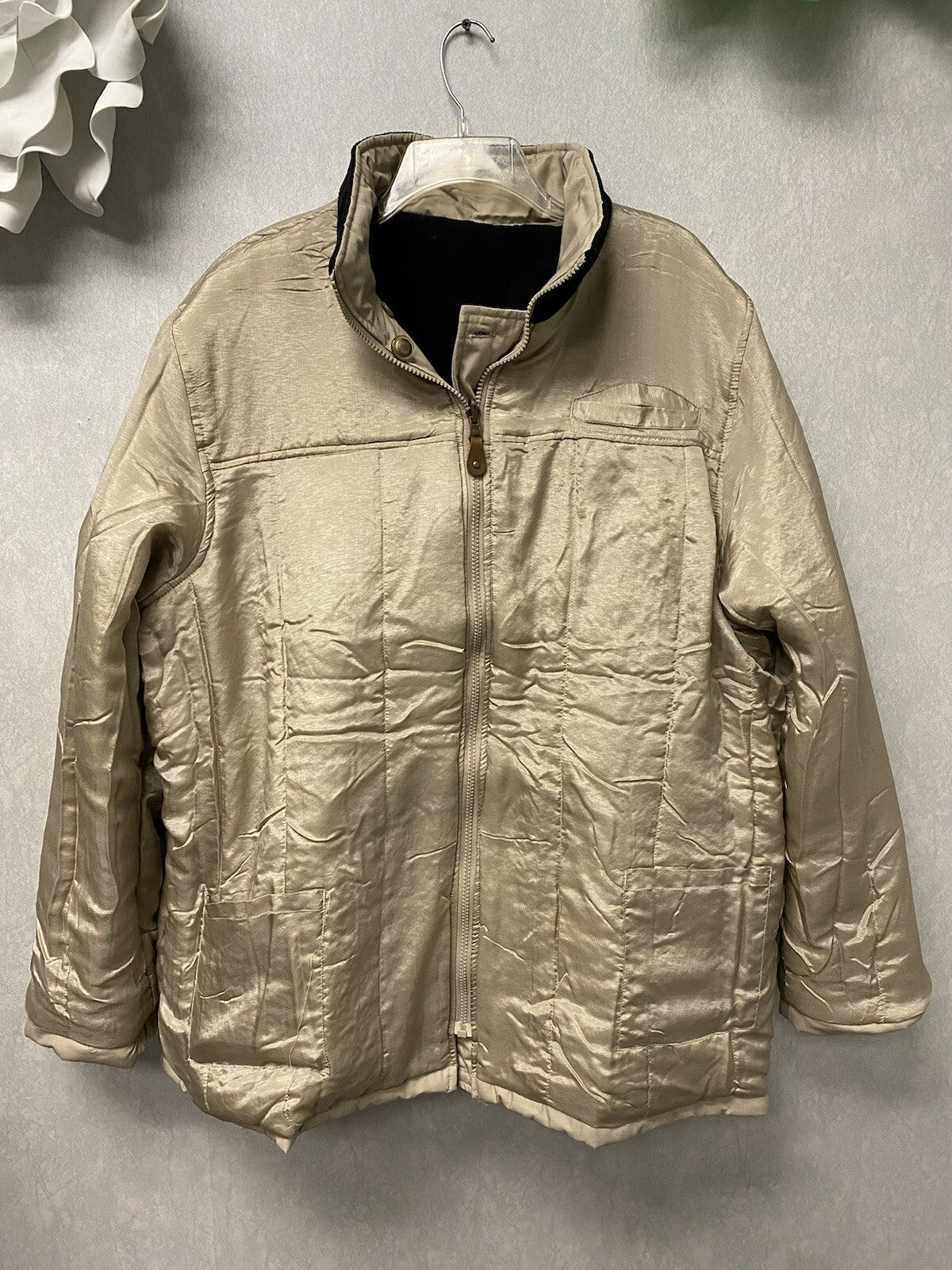 Tudor Court Beige Jacket Hooded And Reversible Size 3x