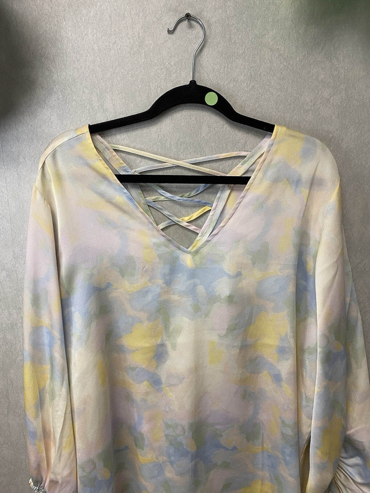 Cato Blouse Multicolor Pastel Abstract Balloon Sleeves Pullover Sz 18/20w