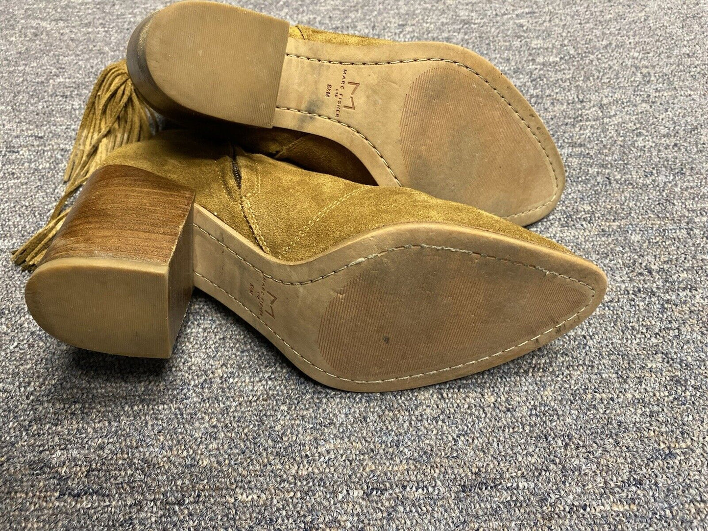 Marc Fisher Tan Suede Fringed Booties Size 8.5