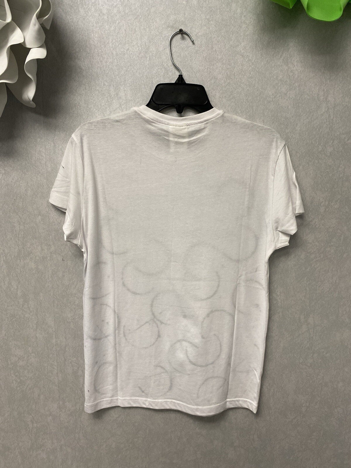 Revamped White/ Black Hand Painted T-shirt Size Small Drinking My Water Theme