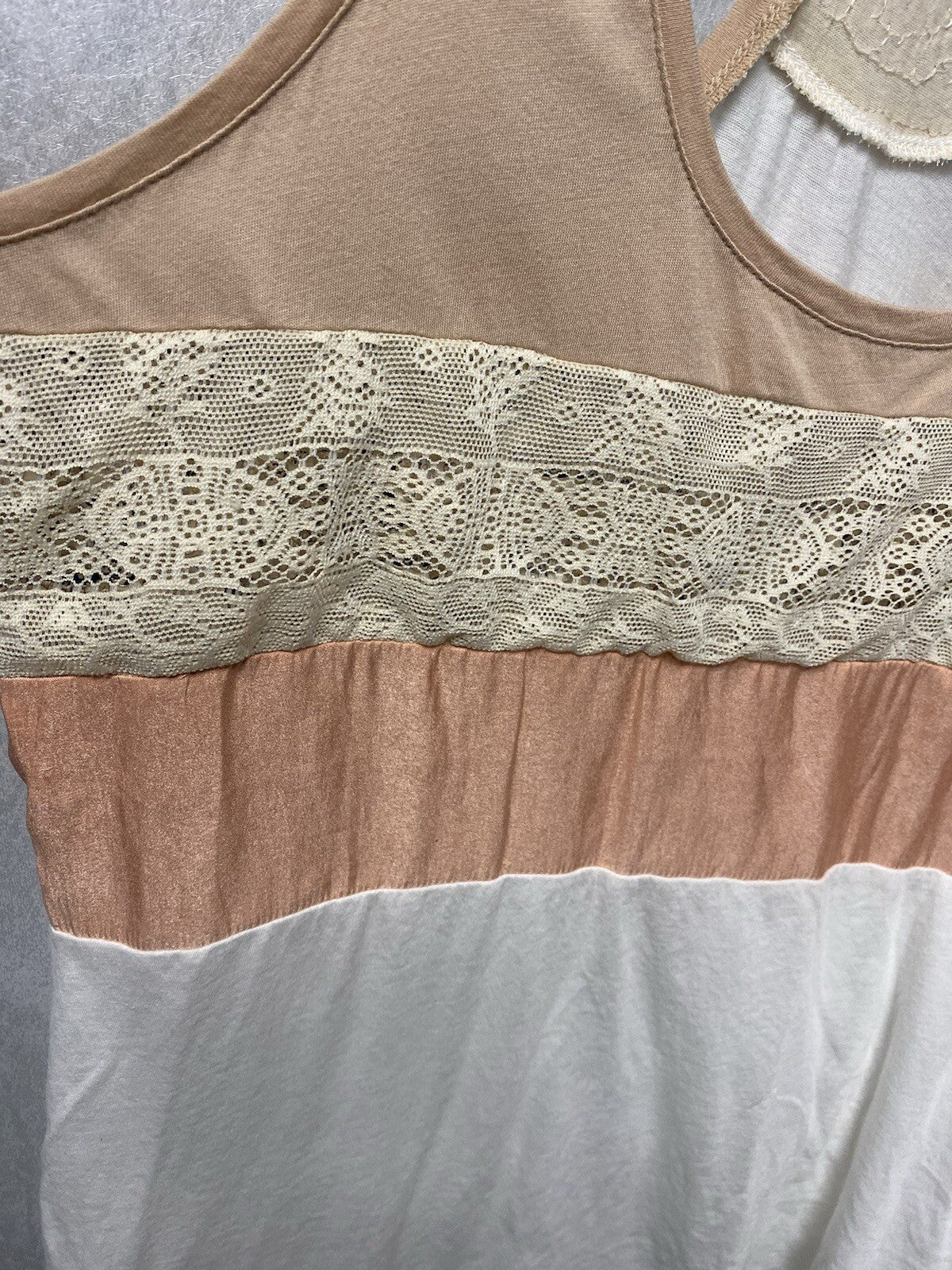 Express Tank Top Size Large Racerback Women's Sequin Lightweight Cream And Mauve