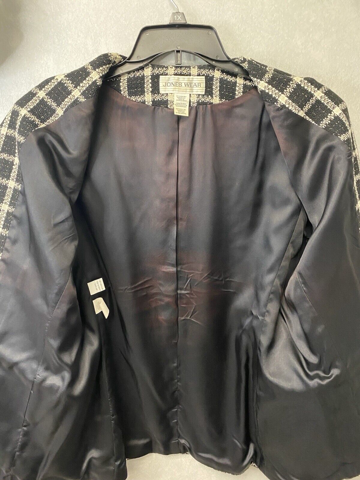 Jones Wear Black & White Gold Shimmer Jacket Blazer Size Large