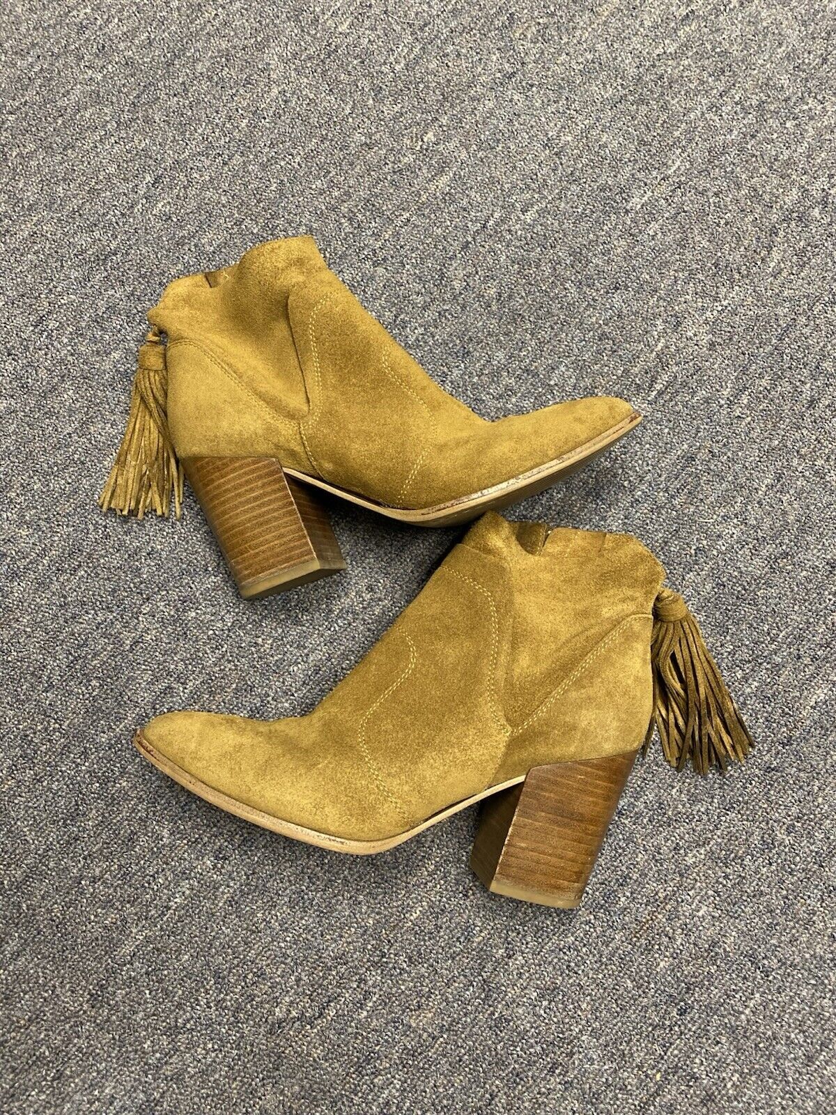 Marc Fisher Tan Suede Fringed Booties Size 8.5