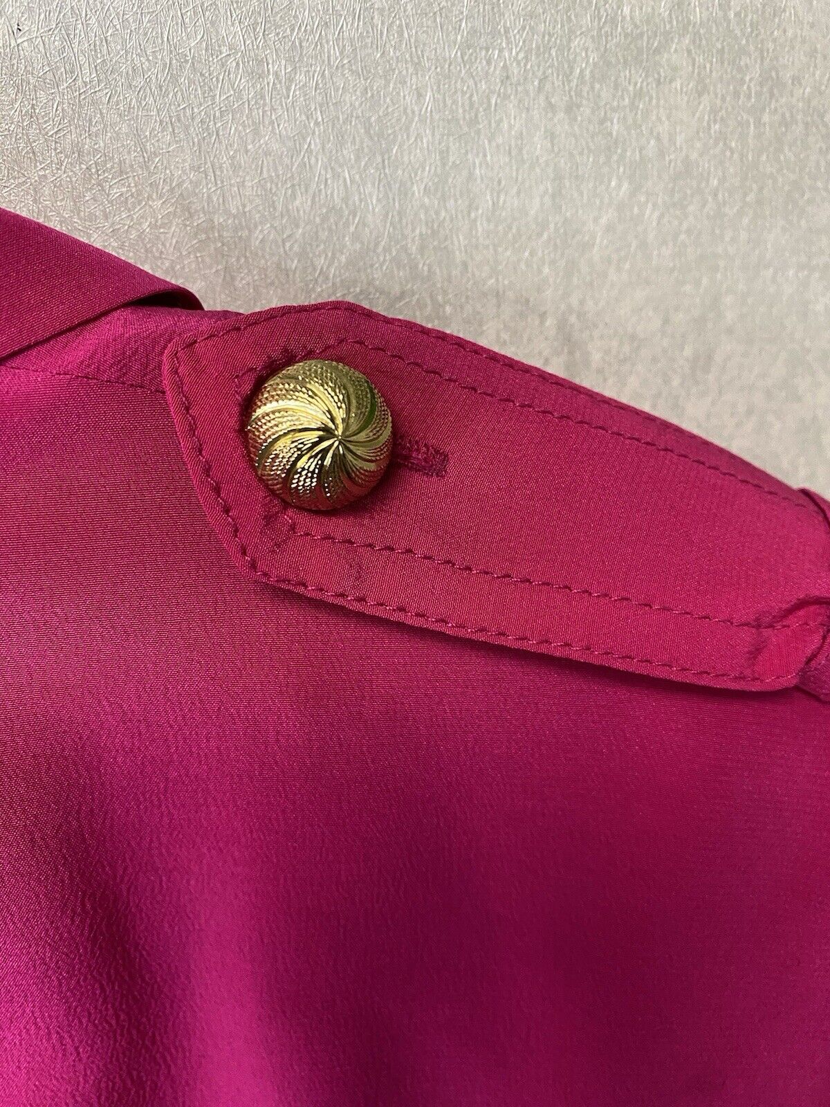 Vintage YL Studio 100% silk Pink Size 12 gold buttons With Cuffs