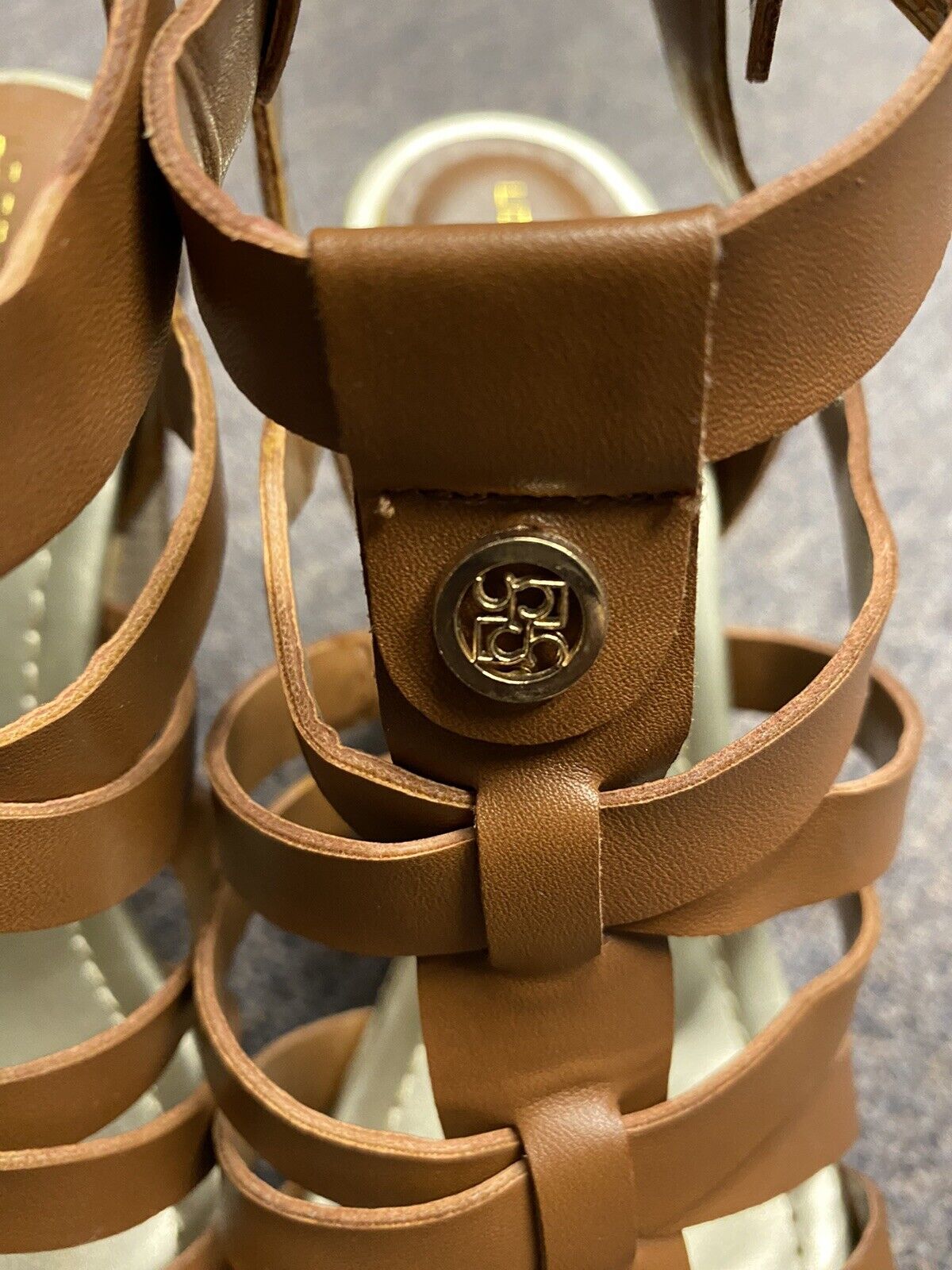 Liz Claiborne Platform Wedges Women 7 Sandals LC Crete Brown Tan Strappy Heels