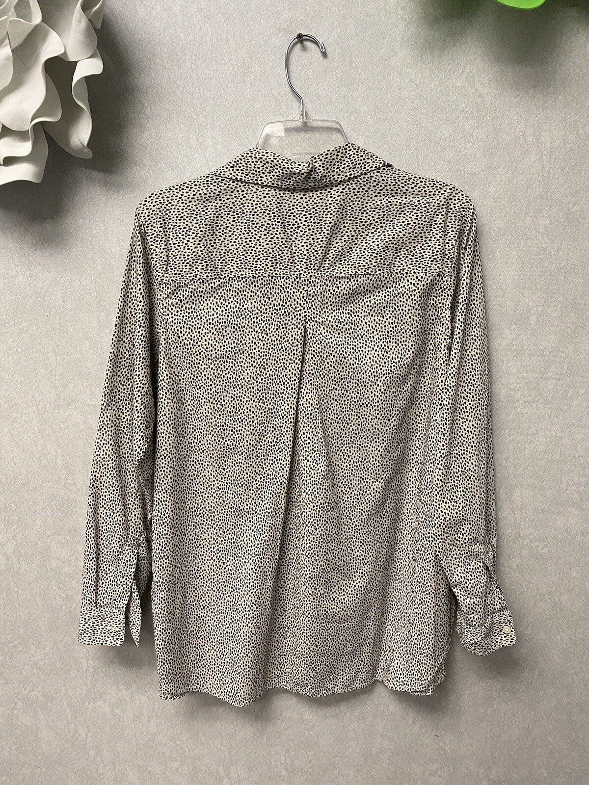 Old Navy Women's Top Button Large Tunic Shirt Cheetah Leopard Collar Blouse NWT
