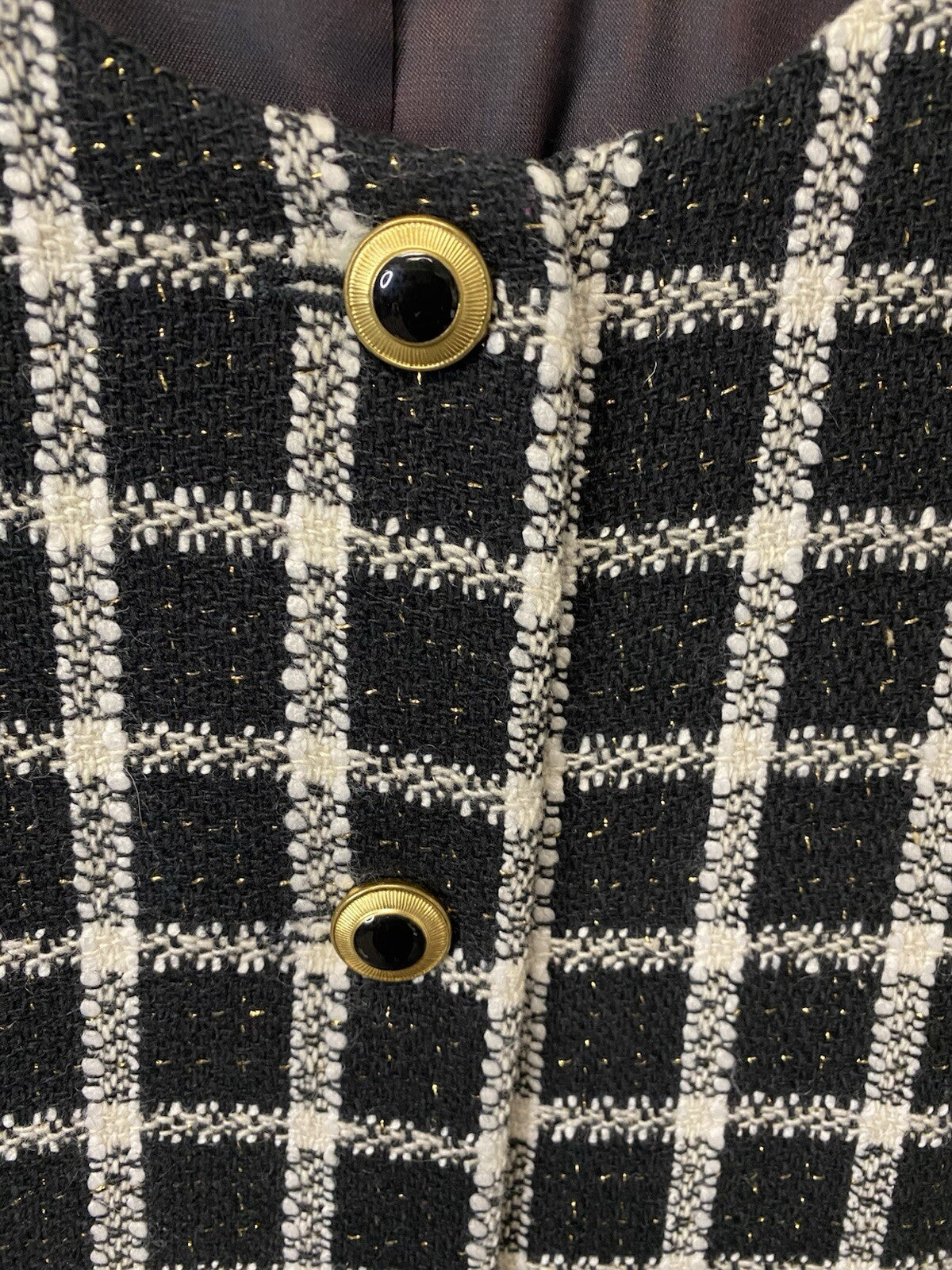 Jones Wear Black & White Gold Shimmer Jacket Blazer Size Large