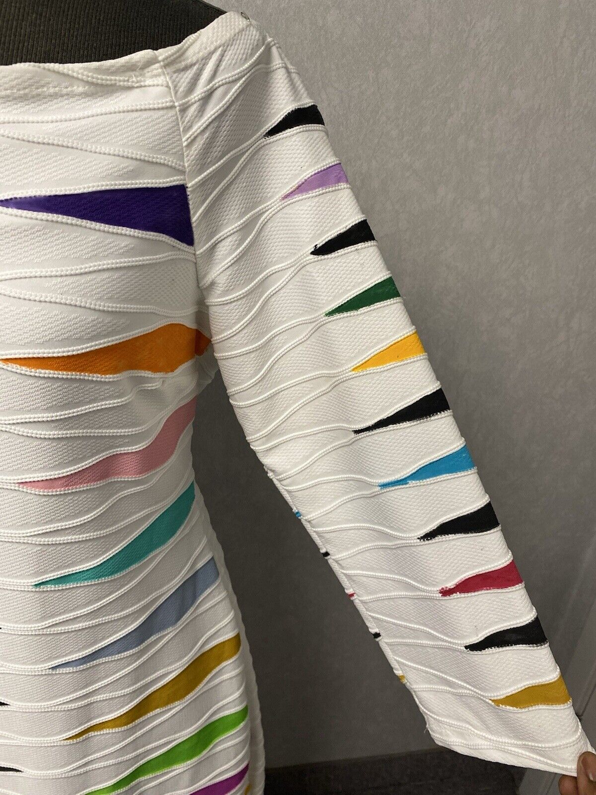 Revamped White Multi Hand Painted Dress Size 16