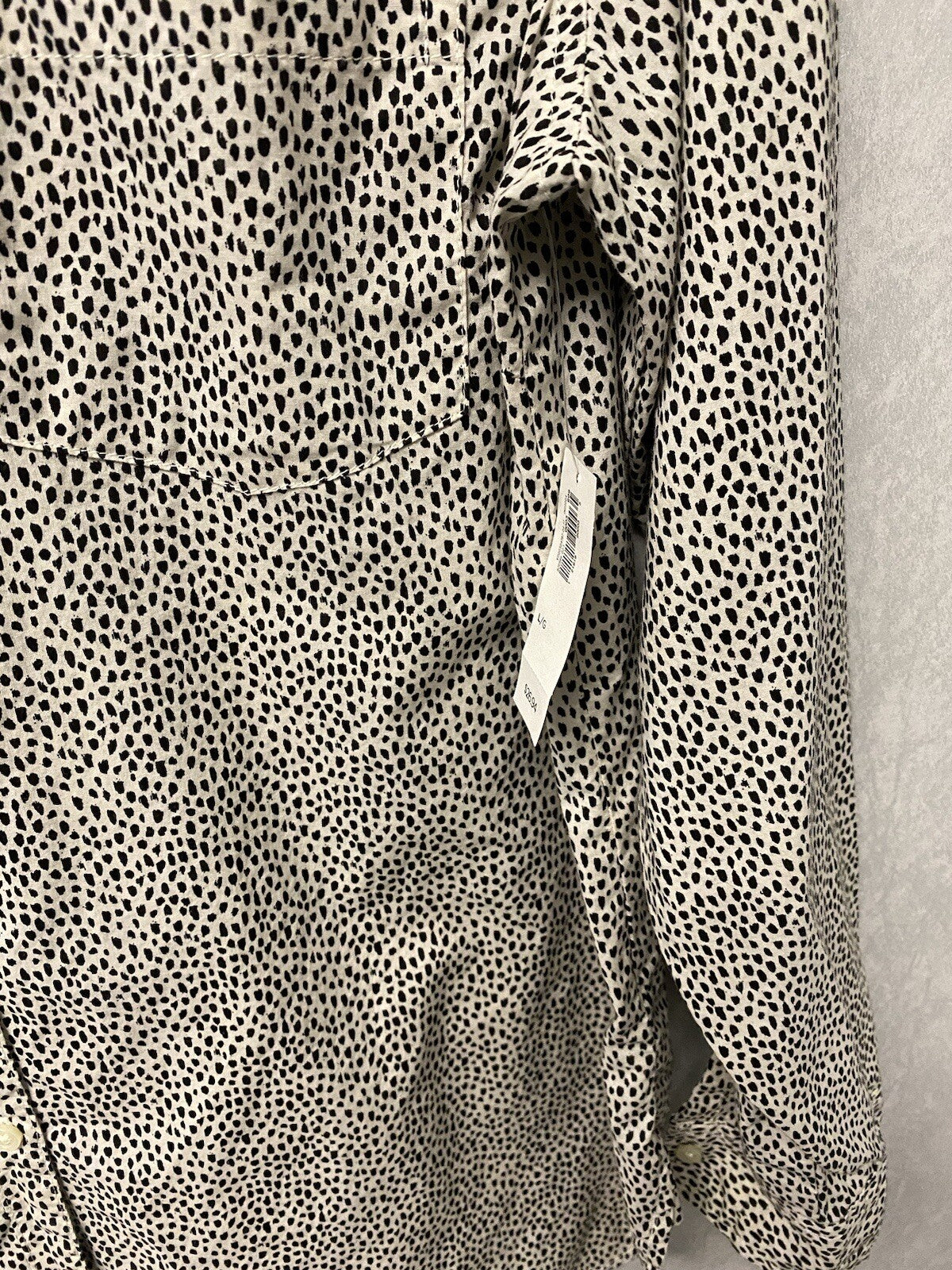 Old Navy Women's Top Button Large Tunic Shirt Cheetah Leopard Collar Blouse NWT