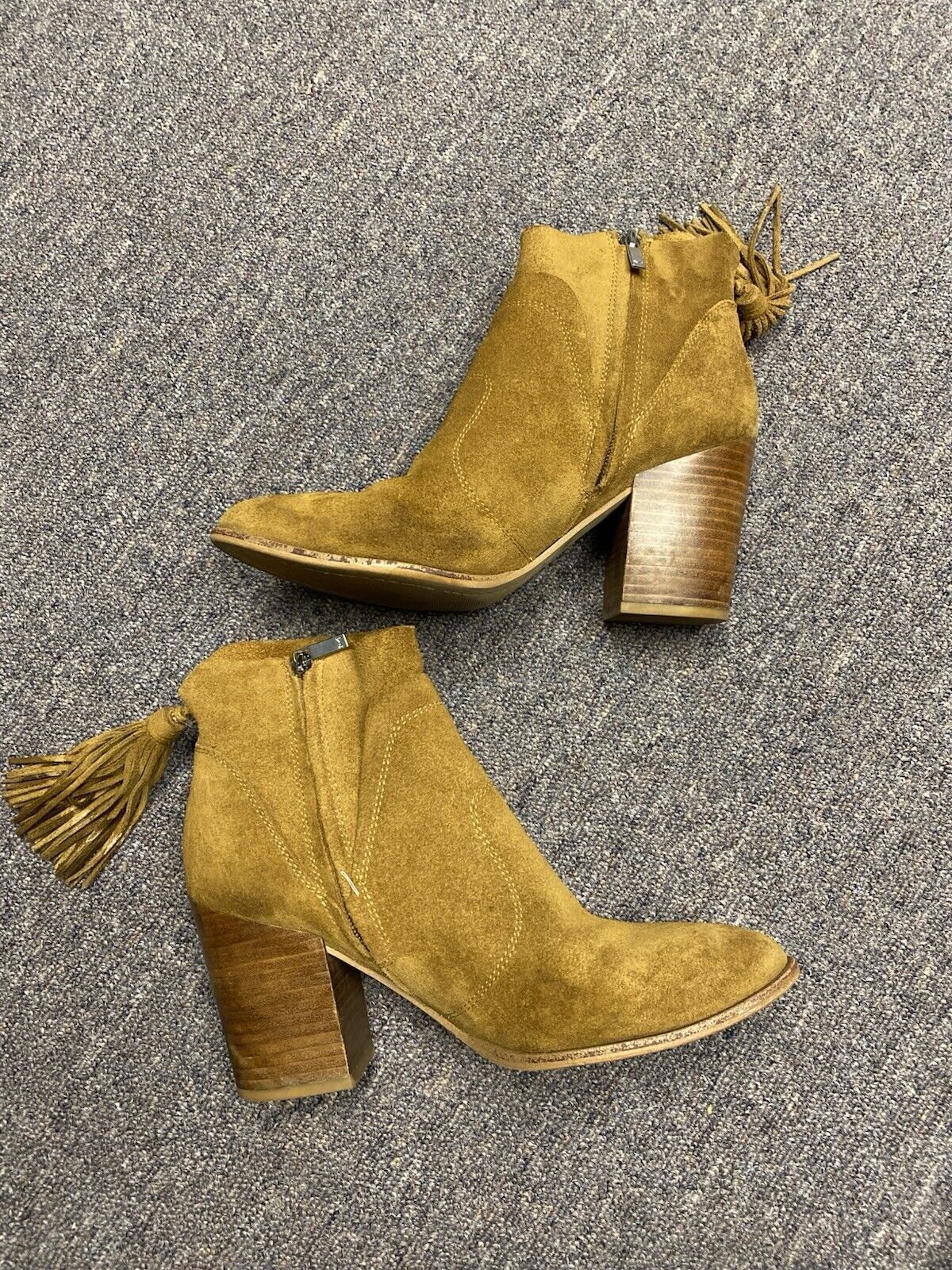 Marc Fisher Tan Suede Fringed Booties Size 8.5