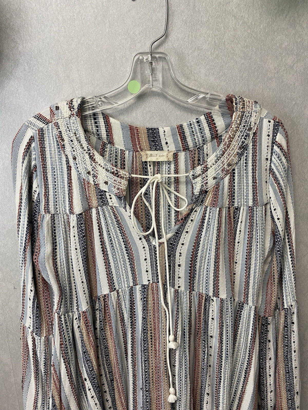 Altar'd State Hippie Boho Peplum Flare Bell Sleeve Top With Beads Size Small