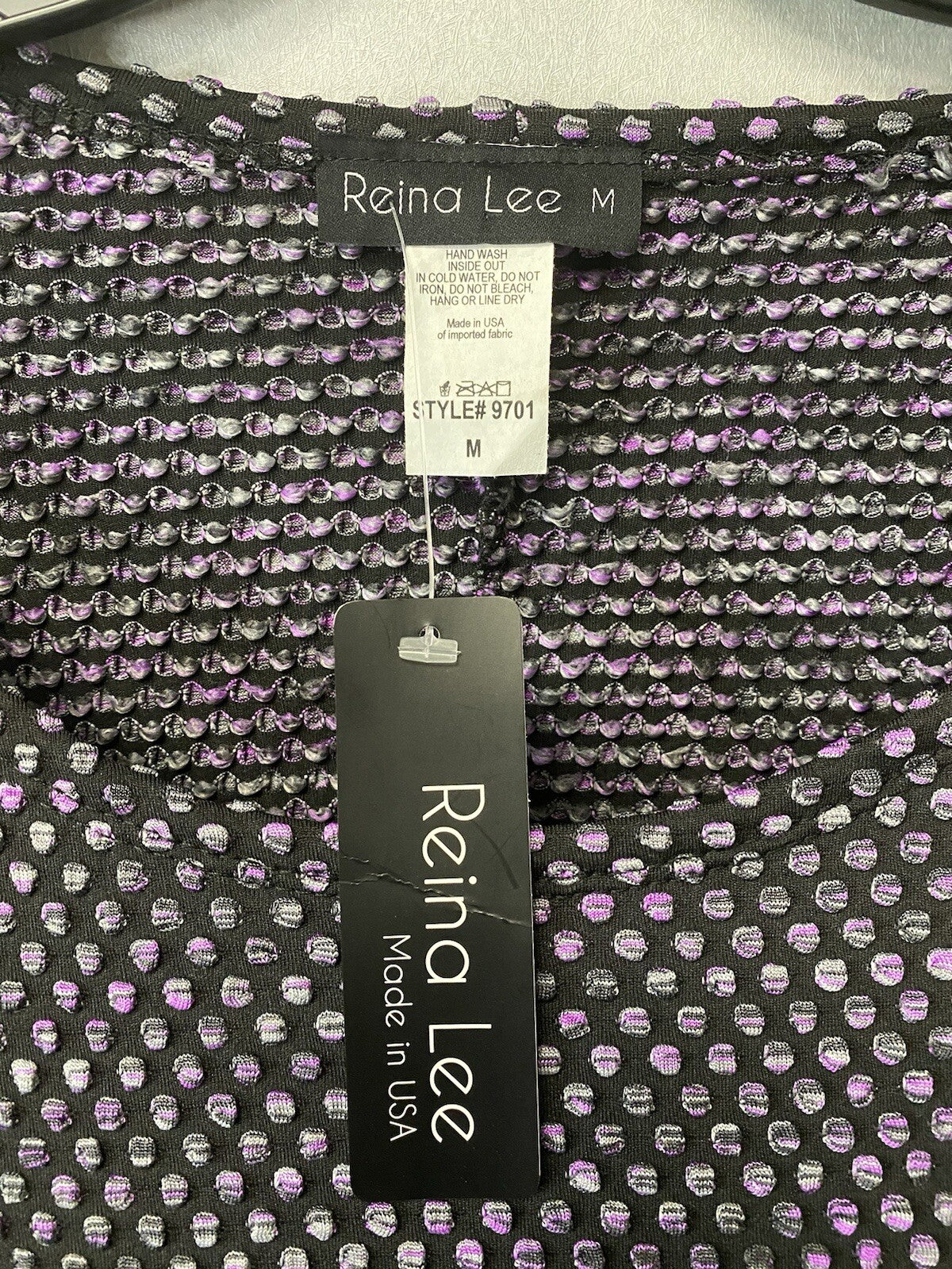 Reina Lee Purple/Black Textured Sweater With Peaks Size Med