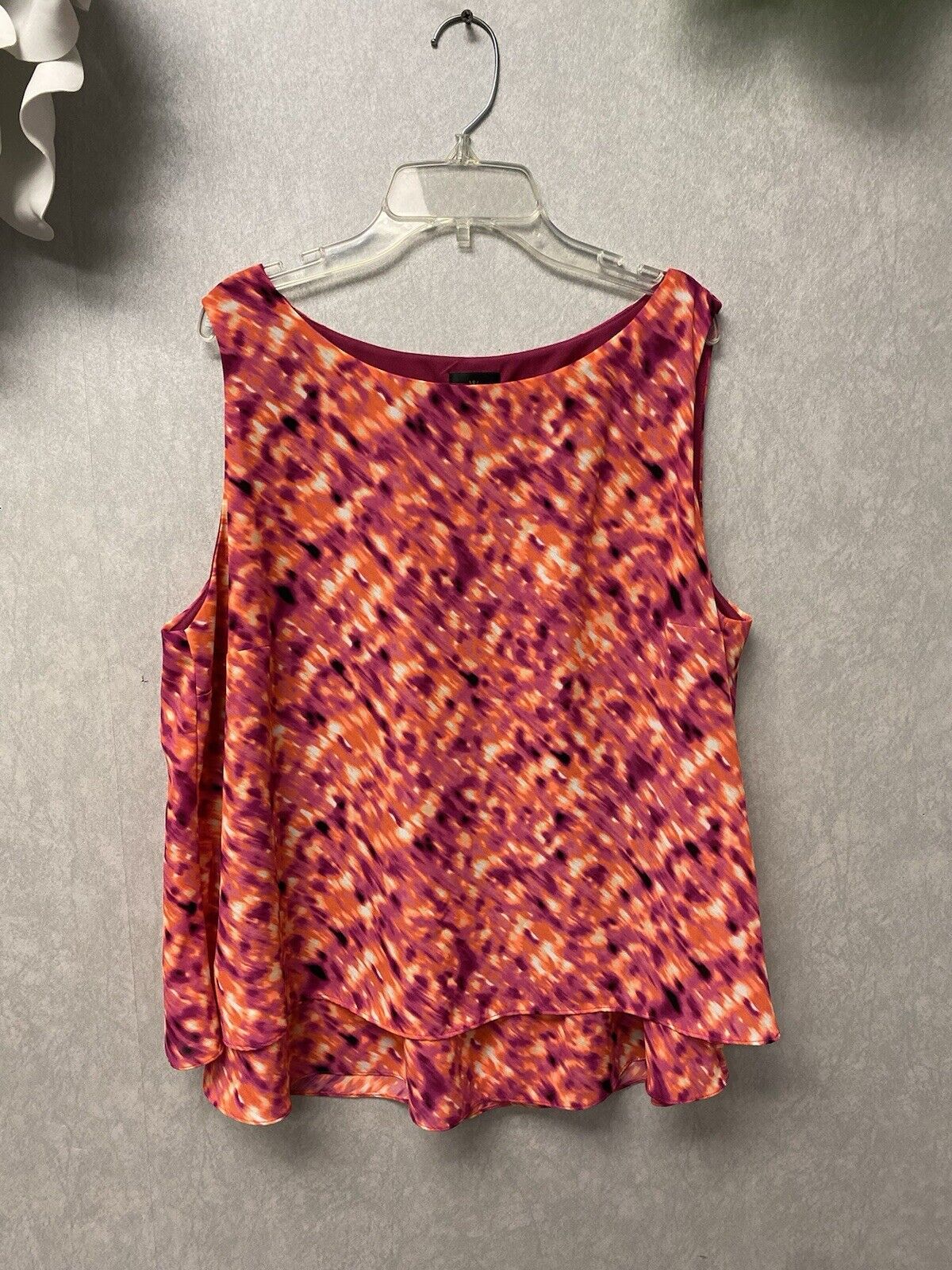 Worthington Women's Top Size XL Sleeveless Multicolor Layered BRIGHT NEON