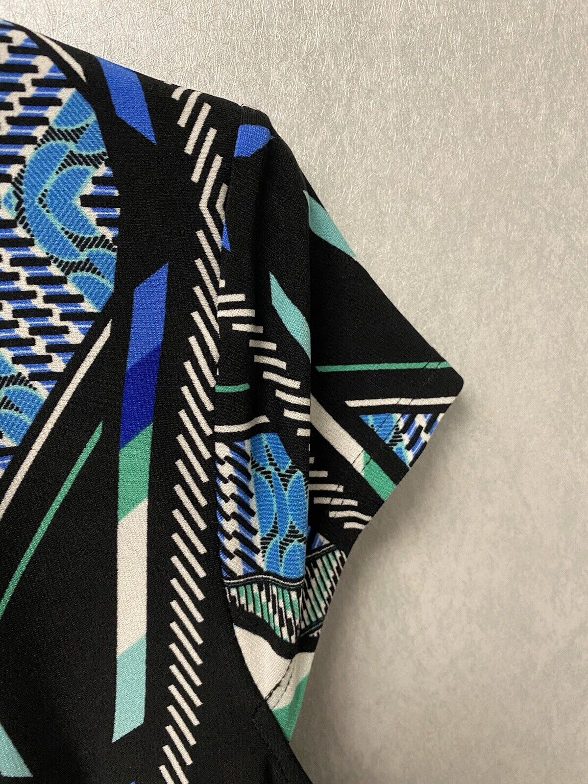 R&K Womens Dress Blue Black Teal White Stretch Knit Size Medium