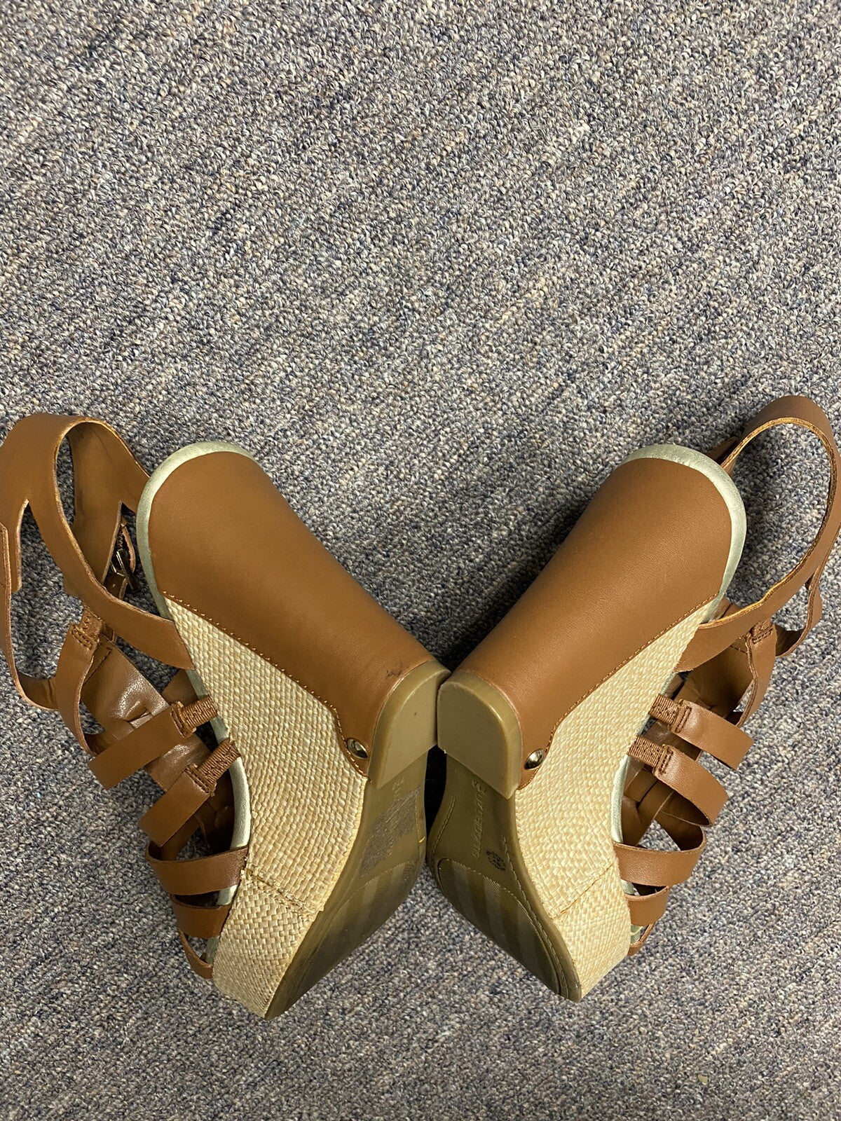 Liz Claiborne Platform Wedges Women 7 Sandals LC Crete Brown Tan Strappy Heels