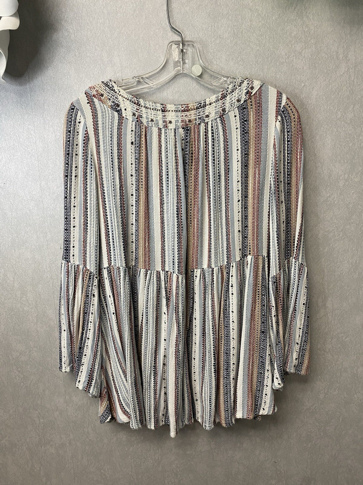 Altar'd State Hippie Boho Peplum Flare Bell Sleeve Top With Beads Size Small