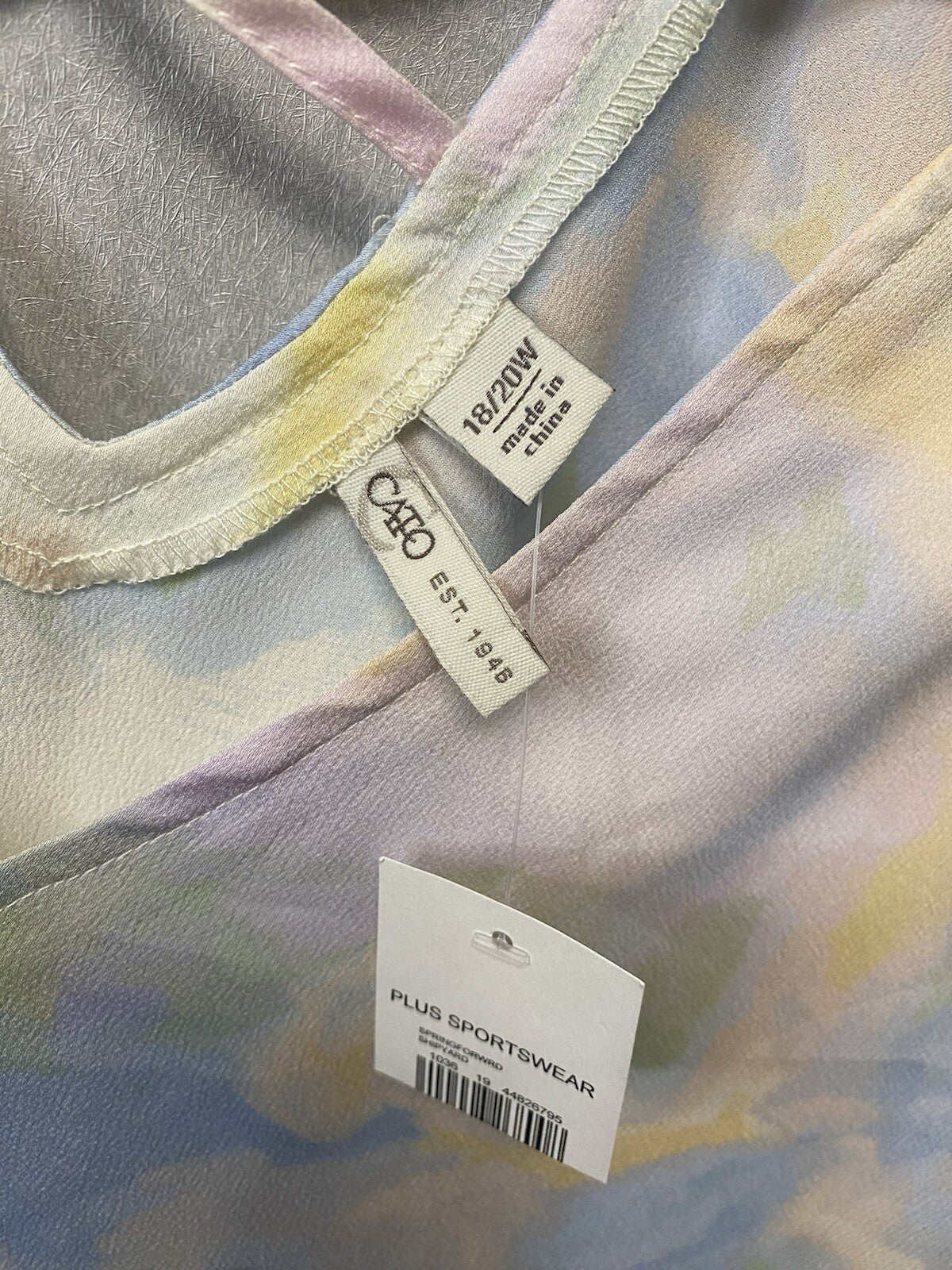 Cato Blouse Multicolor Pastel Abstract Balloon Sleeves Pullover Sz 18/20w
