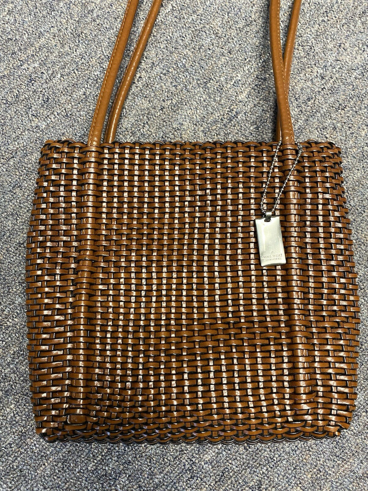 Nine West Brown Woven Ratan Look Shoulder Bag