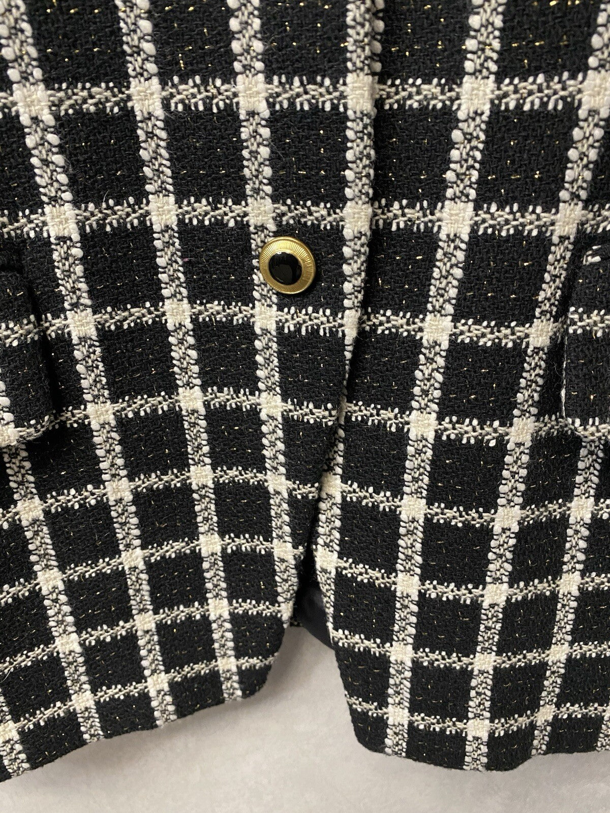 Jones Wear Black & White Gold Shimmer Jacket Blazer Size Large