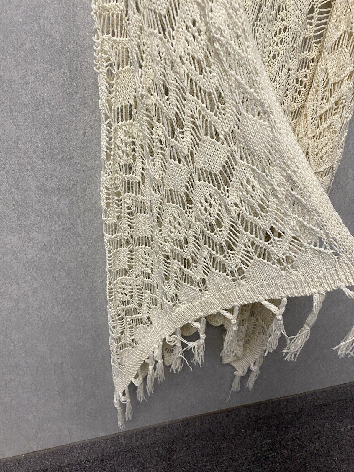 Rue 21 Small Fringe Open Crocheted Lace Trim Vest Hippie