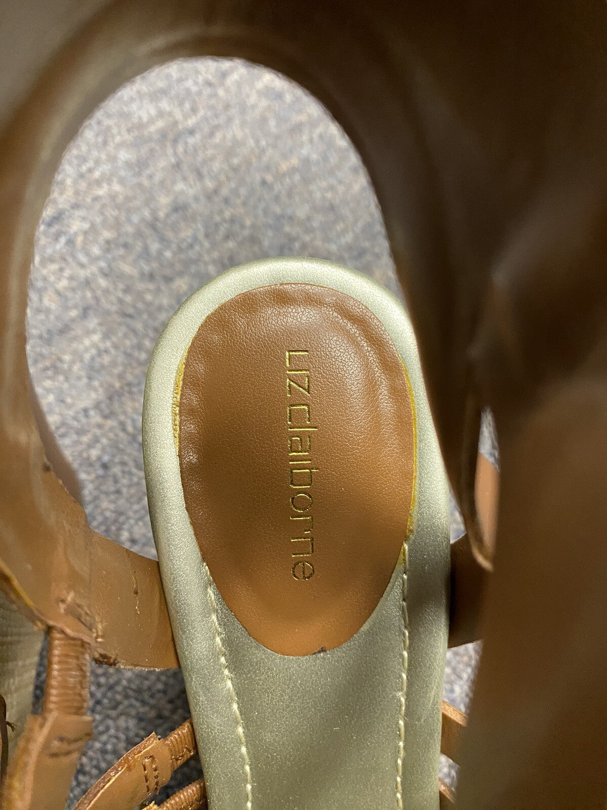 Liz Claiborne Platform Wedges Women 7 Sandals LC Crete Brown Tan Strappy Heels