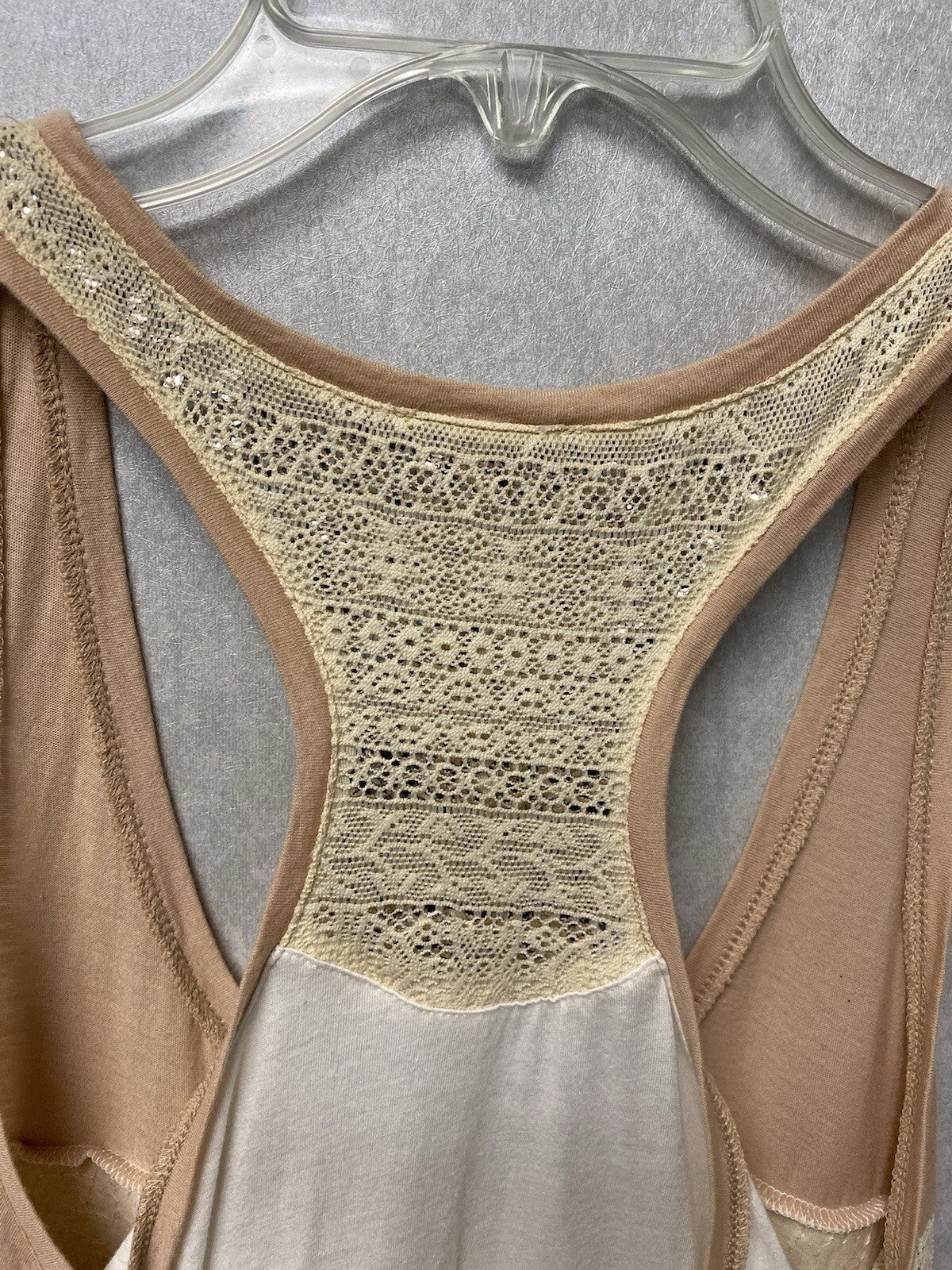 Express Tank Top Size Large Racerback Women's Sequin Lightweight Cream And Mauve