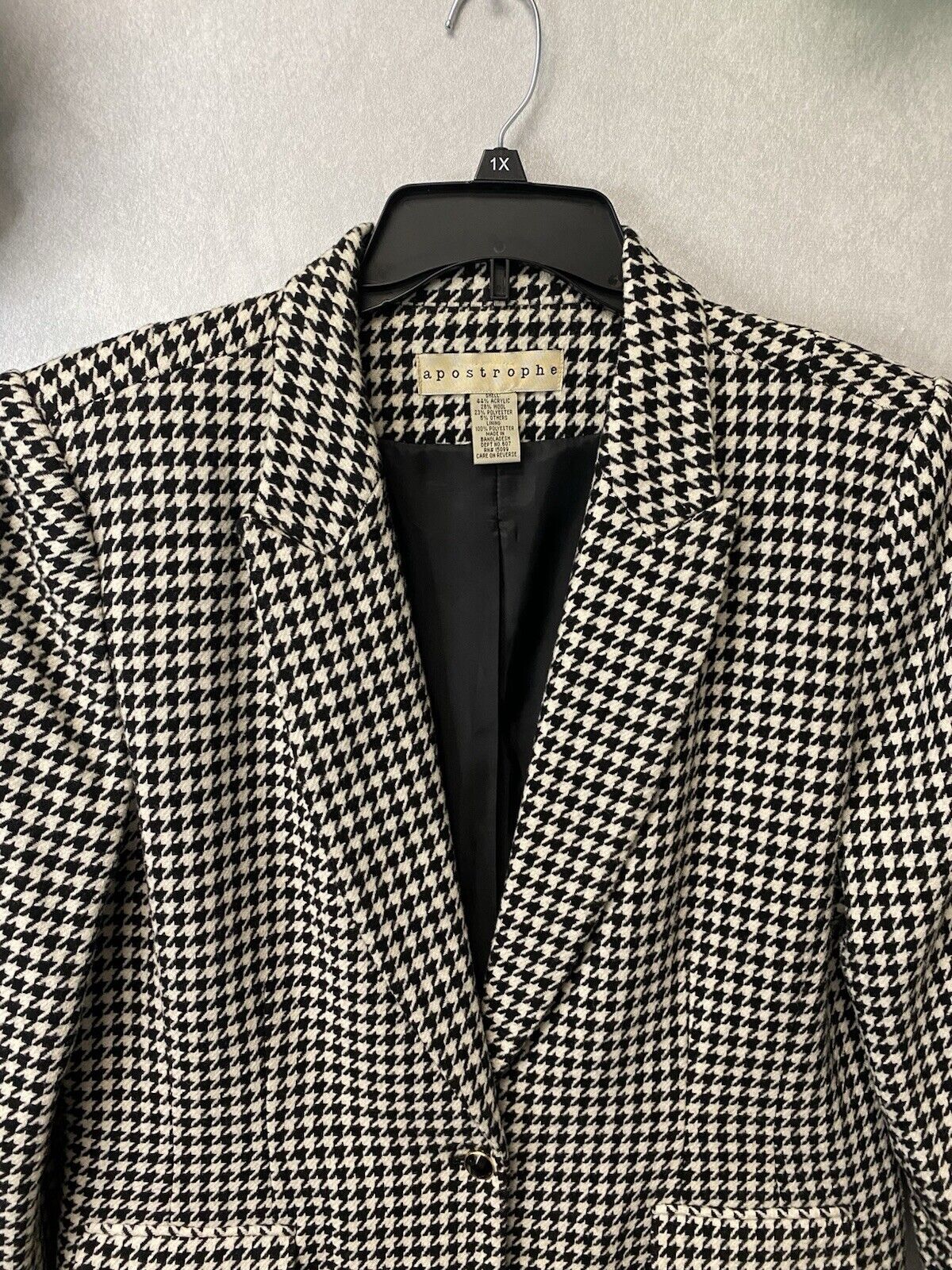 Apostrophe Bk/WT Houndstooth Blazer Size Large