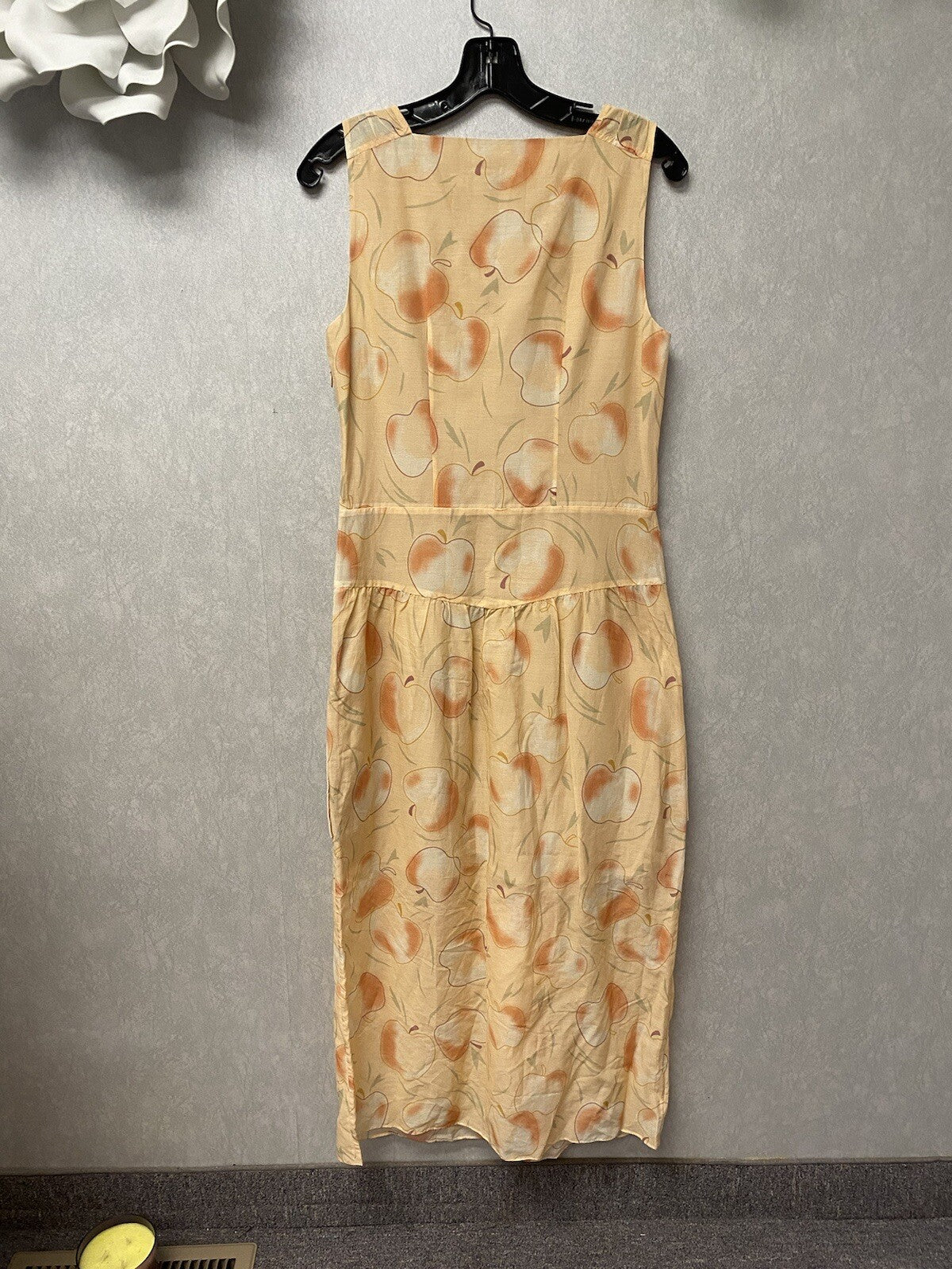 NWOT Coach Apple Print Long Dress With Snap Pockets Peach Size 2