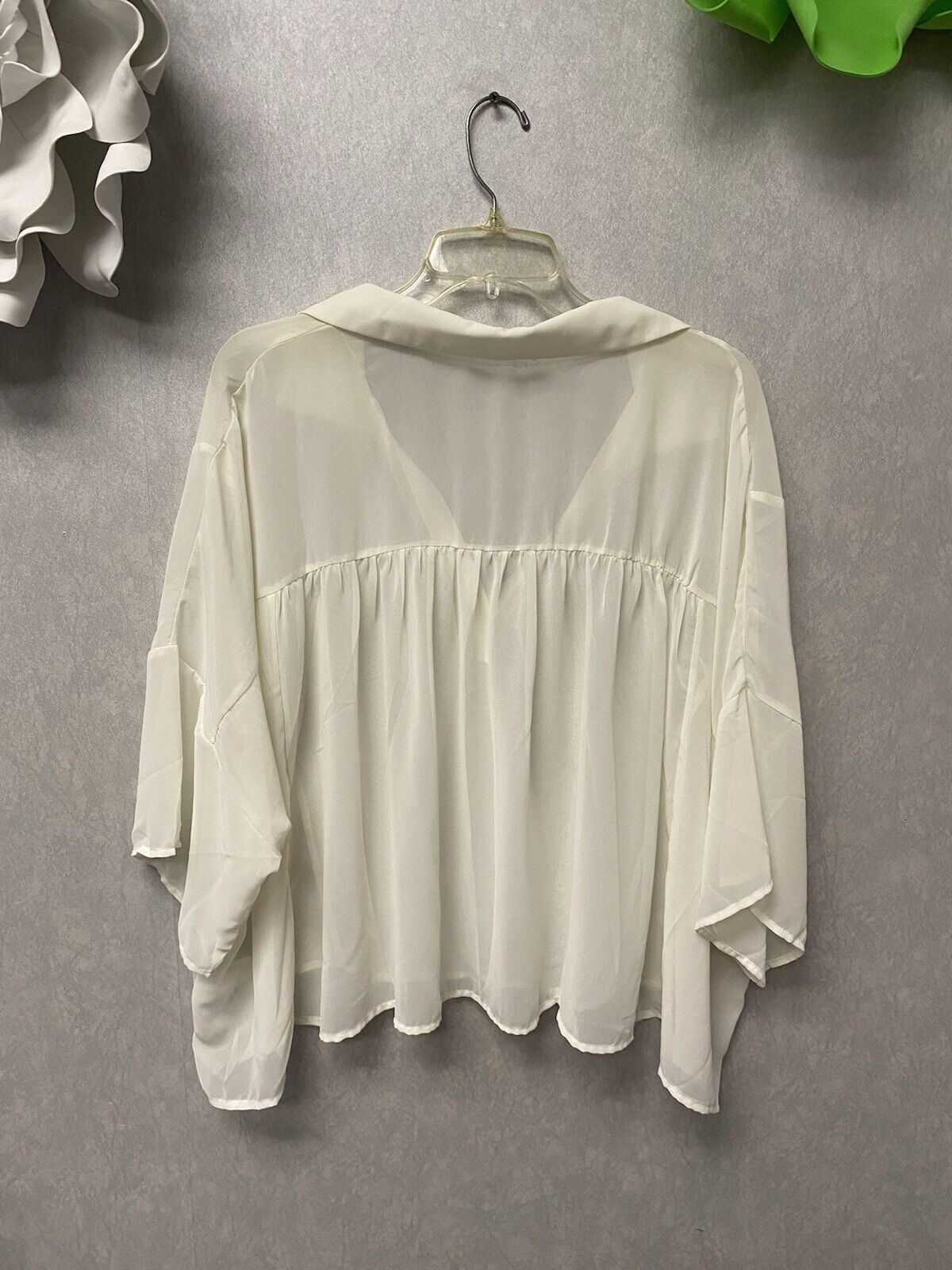 Ces Femme Sheer Off White Top Size Med Oversized