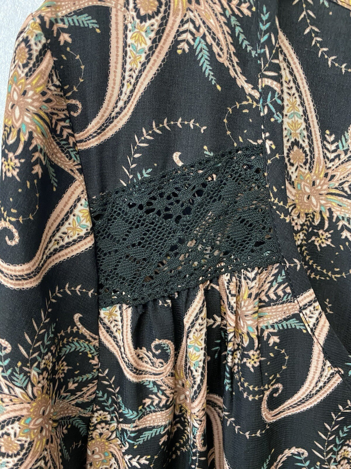 Charlotte Russe Women's Blue Multi Floral Boho Bell Sleeve Dress Size L