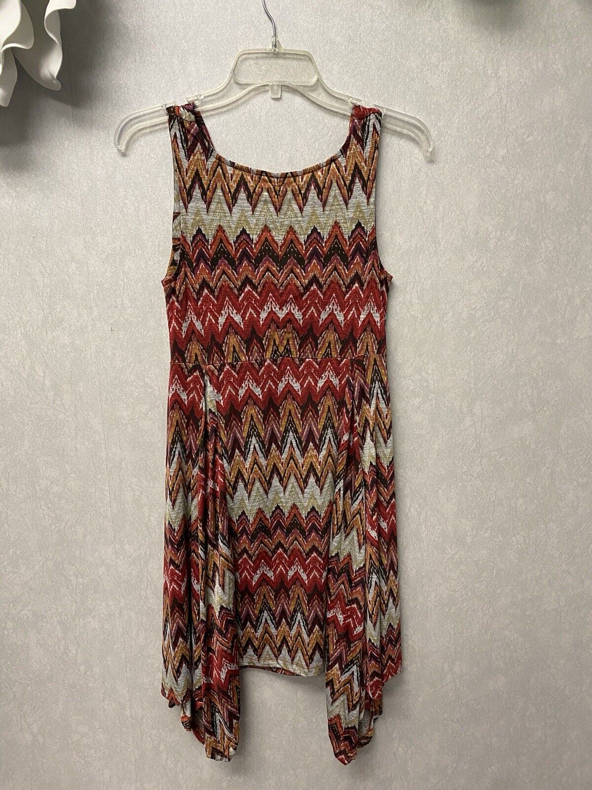 Corey P Dress Women's Handkerchief Hem Cowl Neck Chevron Stretch Size XS