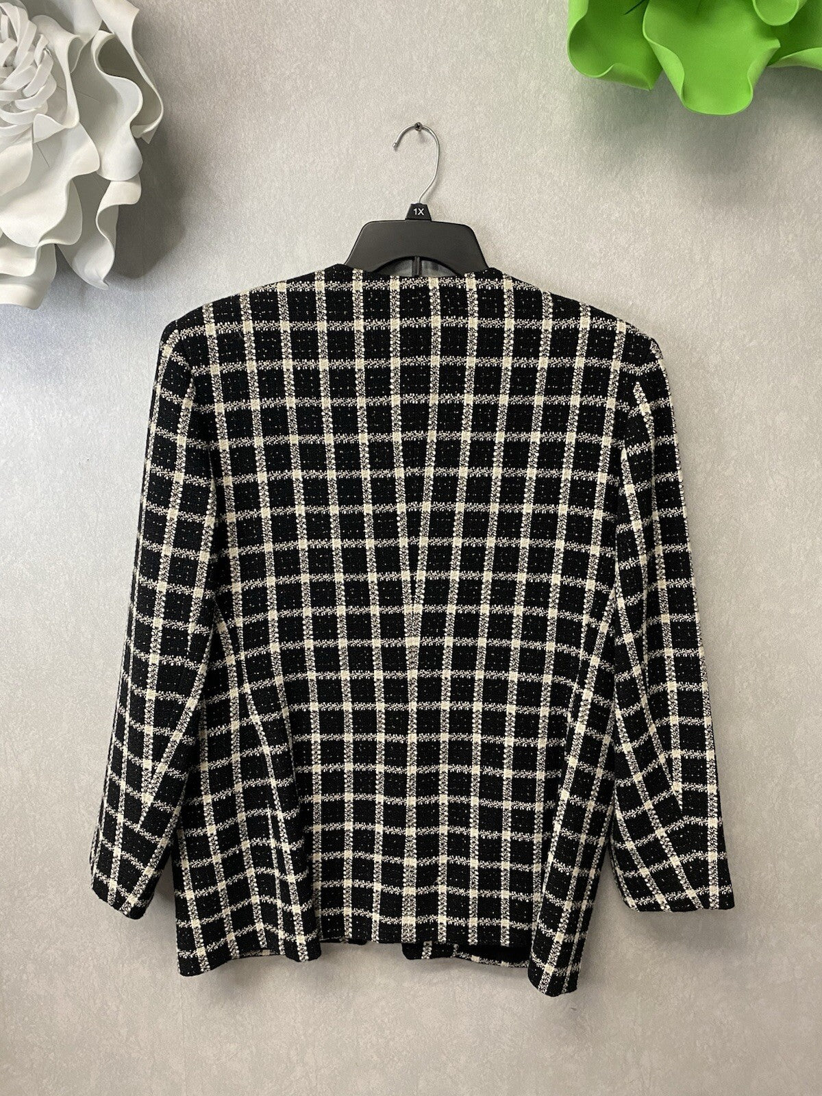 Jones Wear Black & White Gold Shimmer Jacket Blazer Size Large