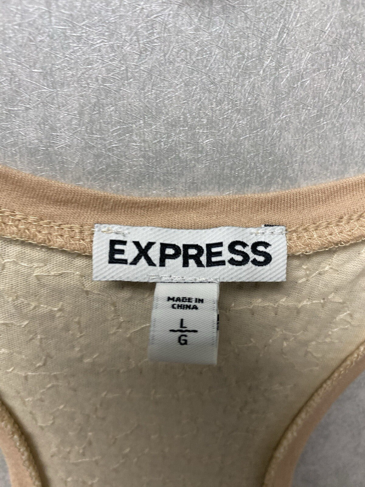 Express Tank Top Size Large Racerback Women's Sequin Lightweight Cream And Mauve