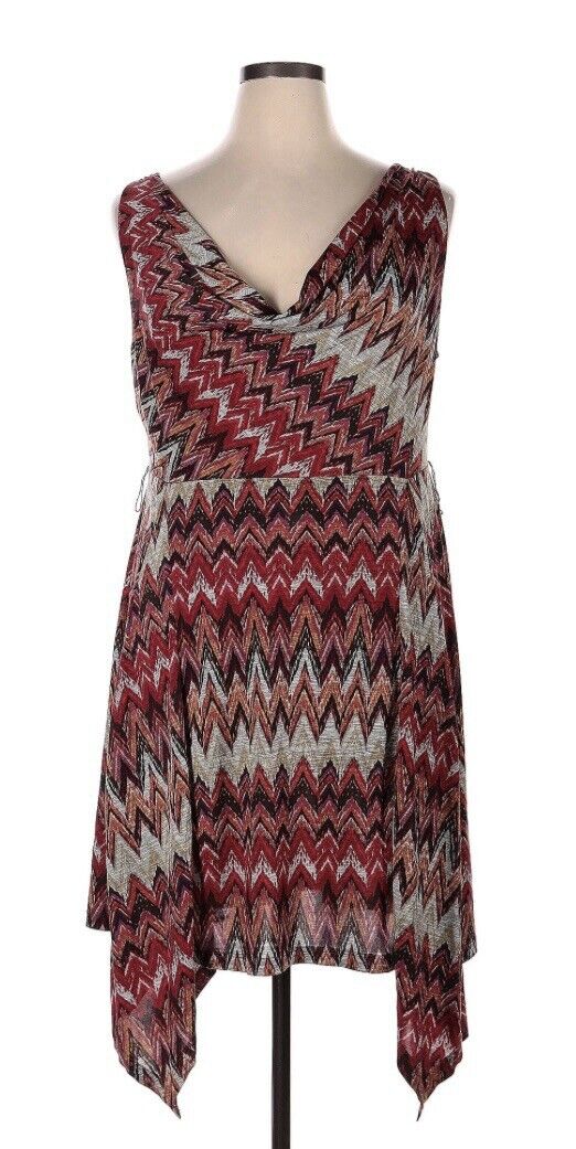 Corey P Dress Women's Handkerchief Hem Cowl Neck Chevron Stretch Size XS