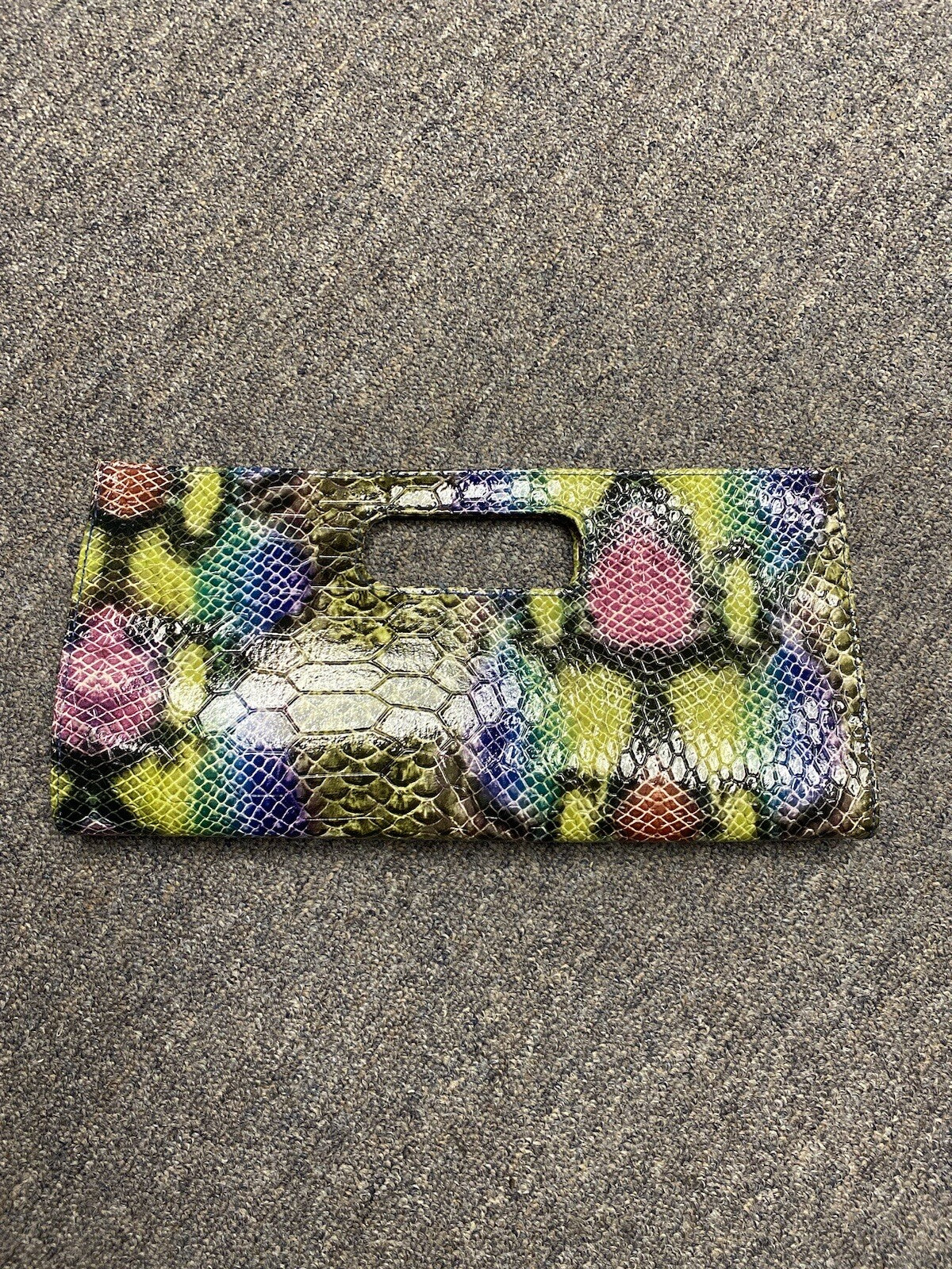 Vintage Giannini Faux Snakeskin Clutch Rainbow Colors