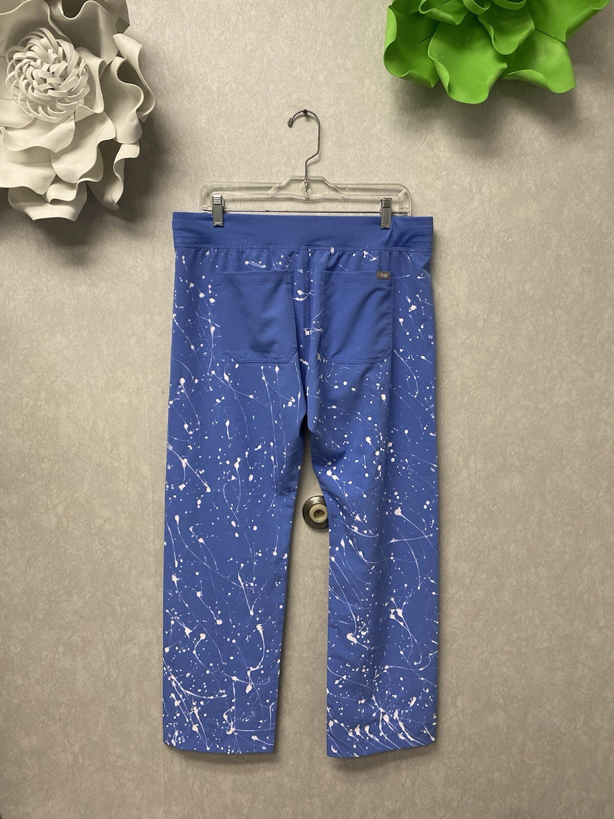 Revamped Figs Scrub Pants Blue/White Size Medium-Handpainted