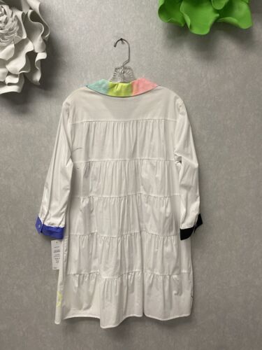 Revamped White Multi Button Down Dress With Pockets Size Large