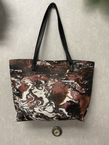 Revamped Black/Brown Waterfall Hand Painted Tote Bag